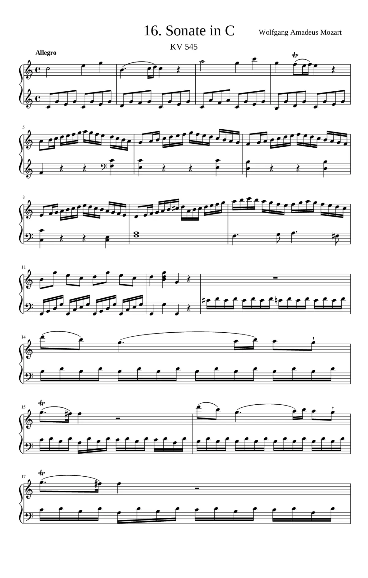 Sonata No 16 K. 545 'Facile' - Page 1