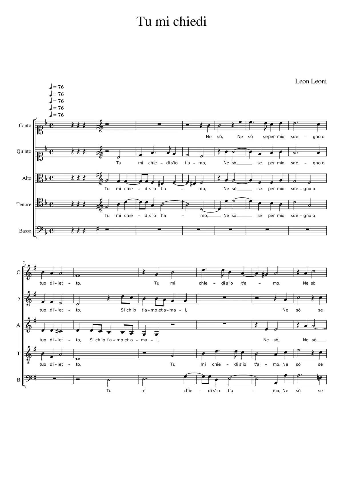 Tu mi chiedi s'io t'amo - Page 1