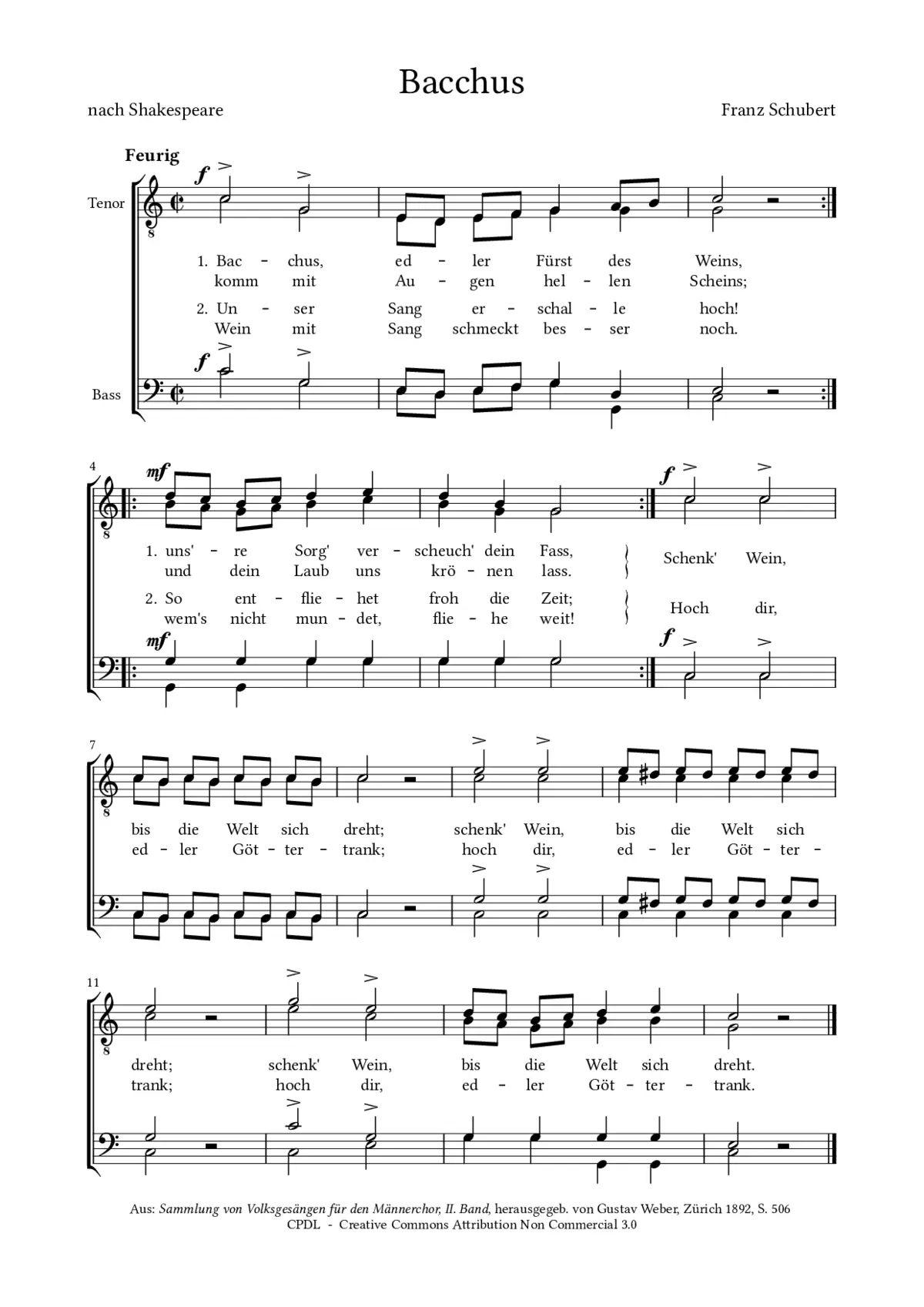 Bacchus, Fürst des Weins, D. 888 - Page 1