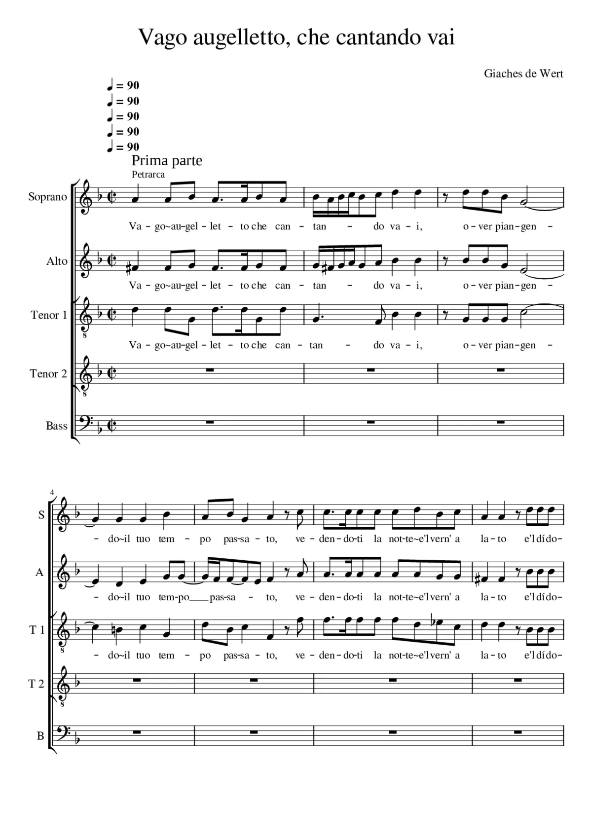Vago augelletto che cantando vai - Page 1