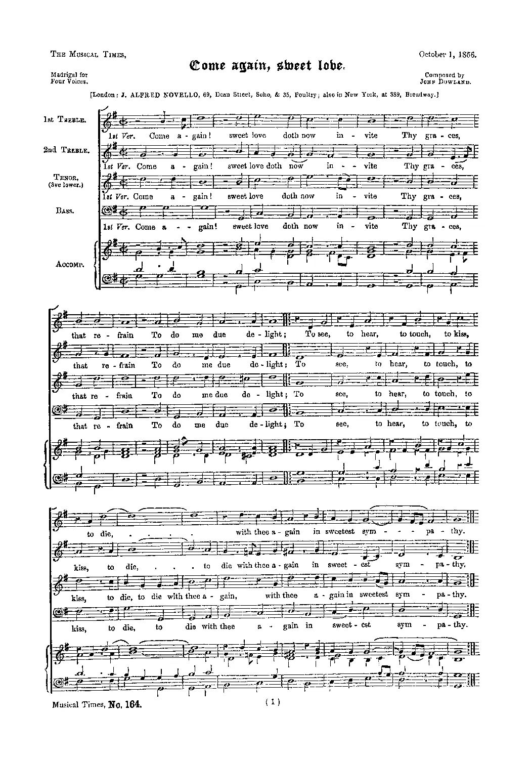 Come Again, Sweet Love doth Now Invite - Page 1