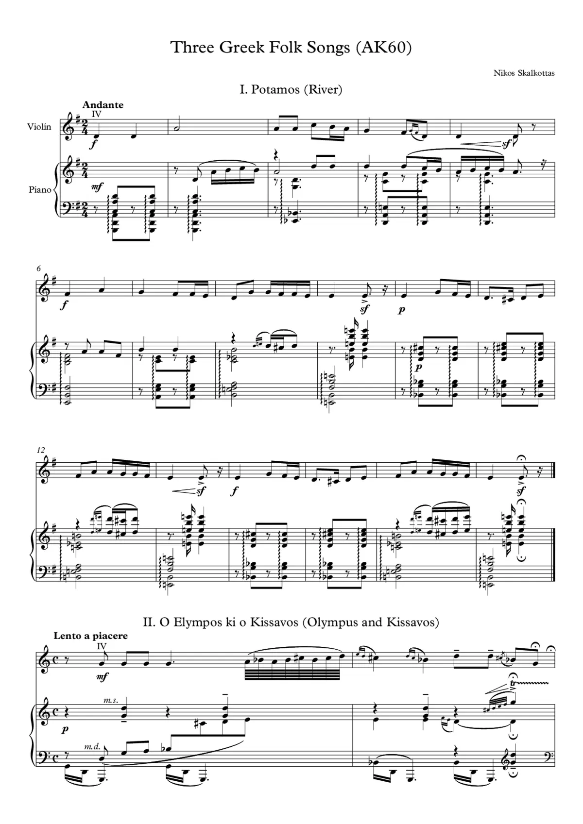Three Greek Folk Songs - Page 1