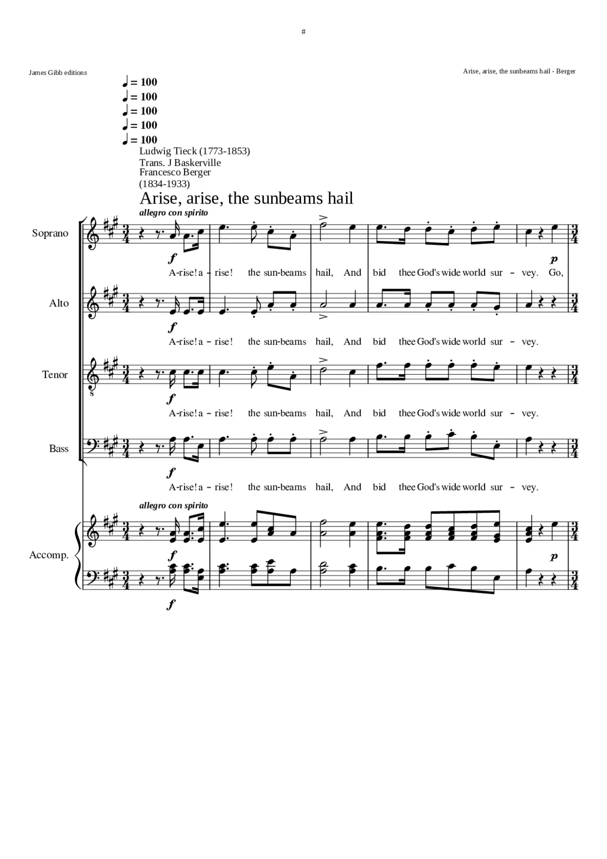 Arise arise the sunbeams hail - Page 1