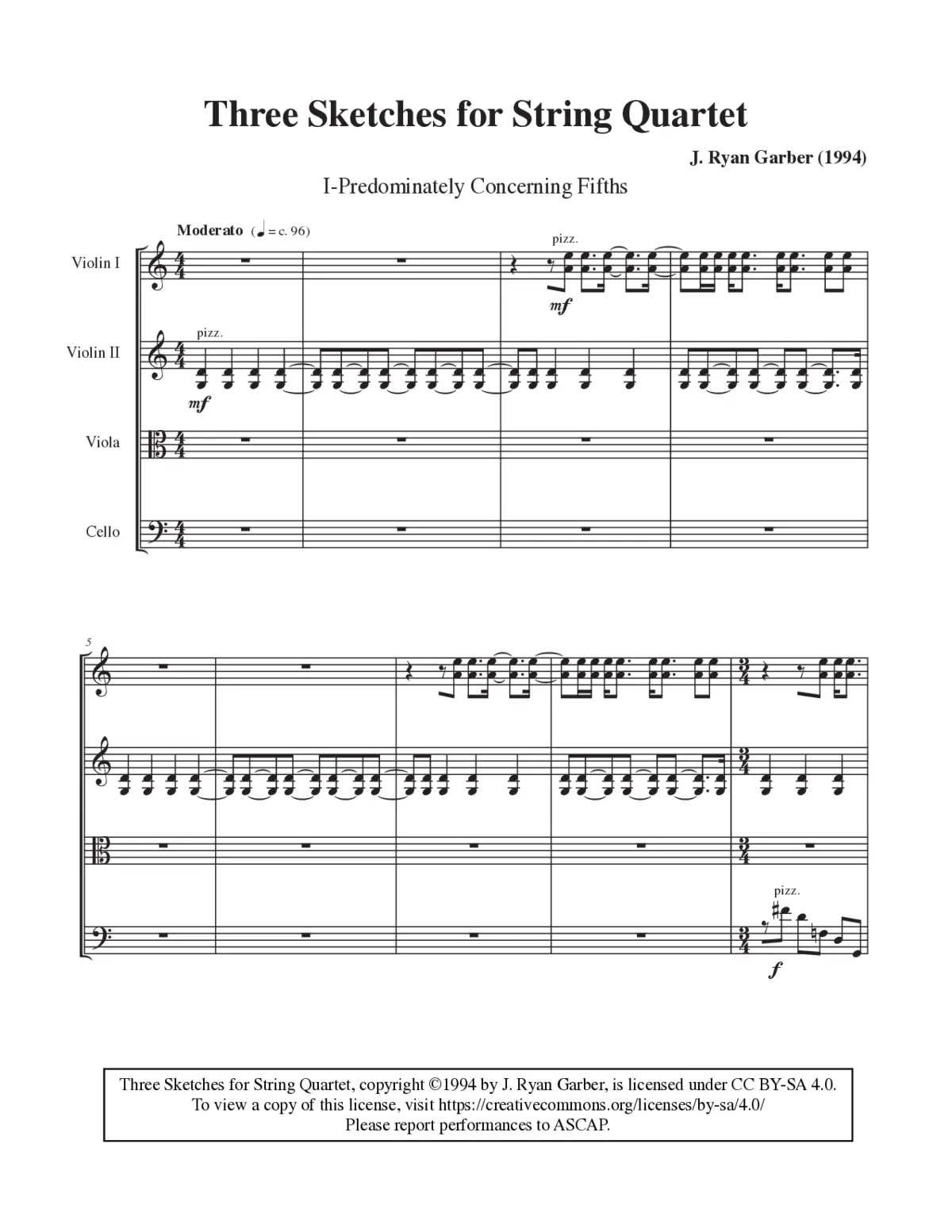 Three Sketches for String Quartet - Page 1