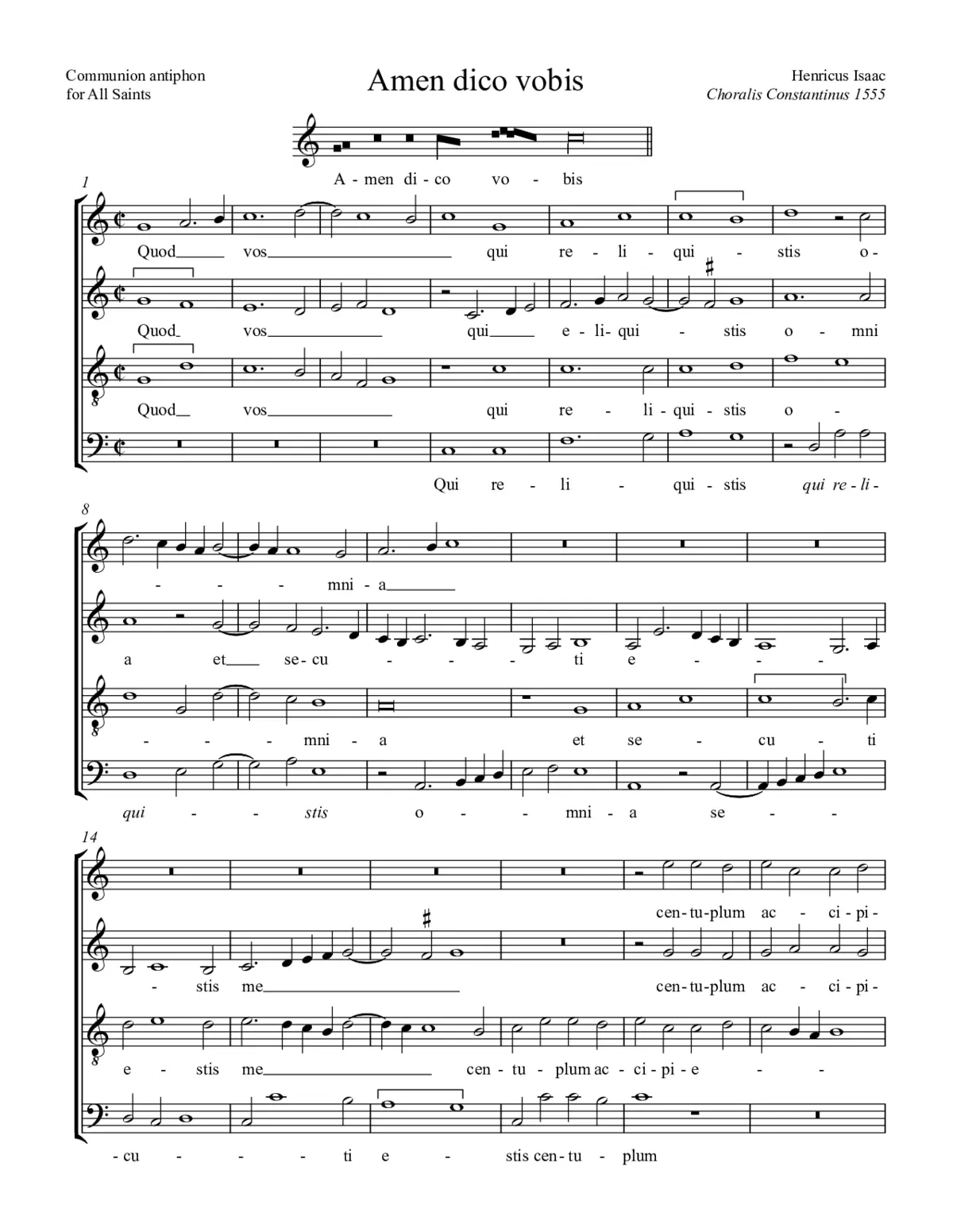 Amen dico vobis quod vos qui relinquistis - Page 1