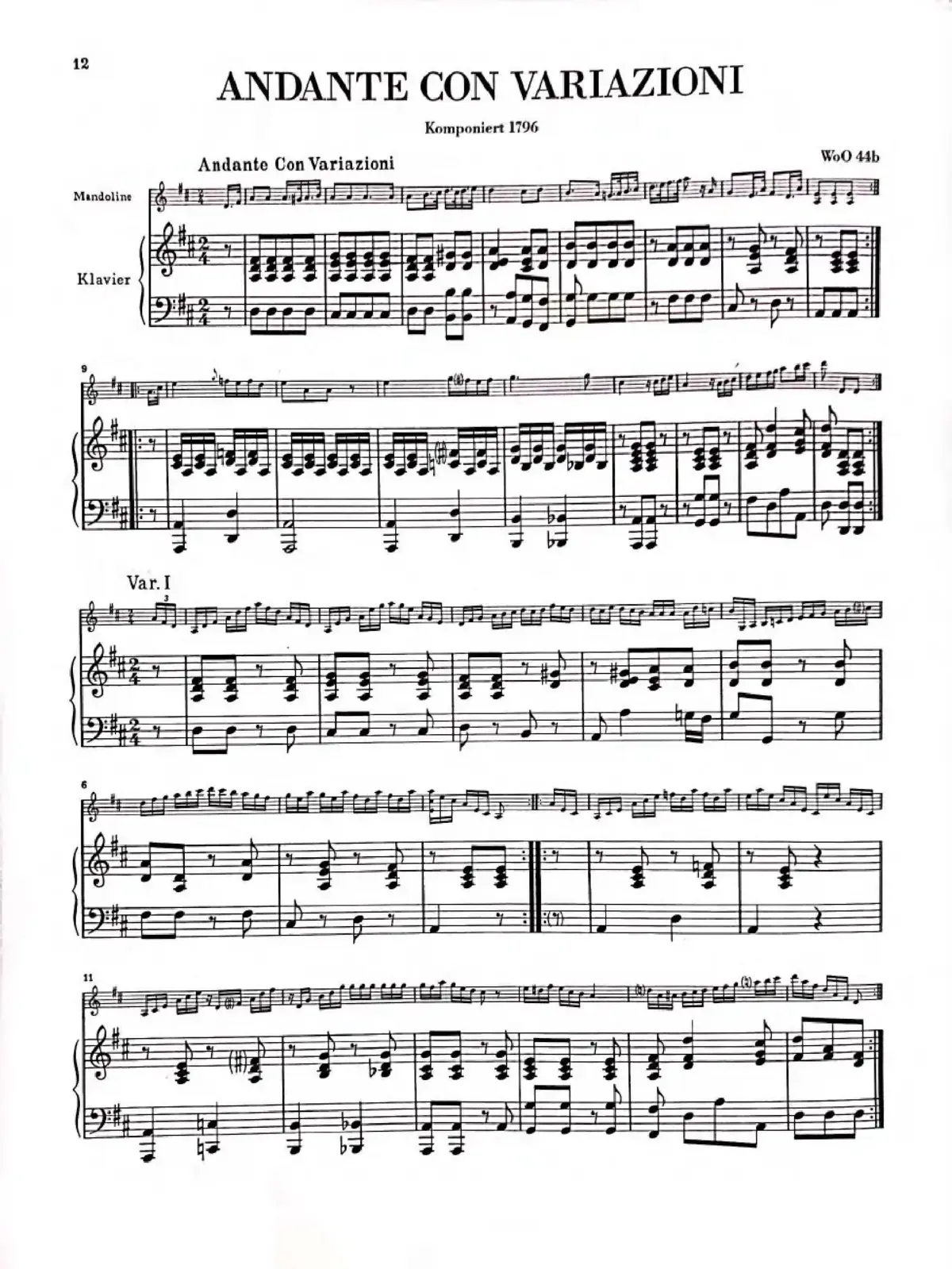 Andante con Variazioni for Mandolin and Harpsichord - Page 1