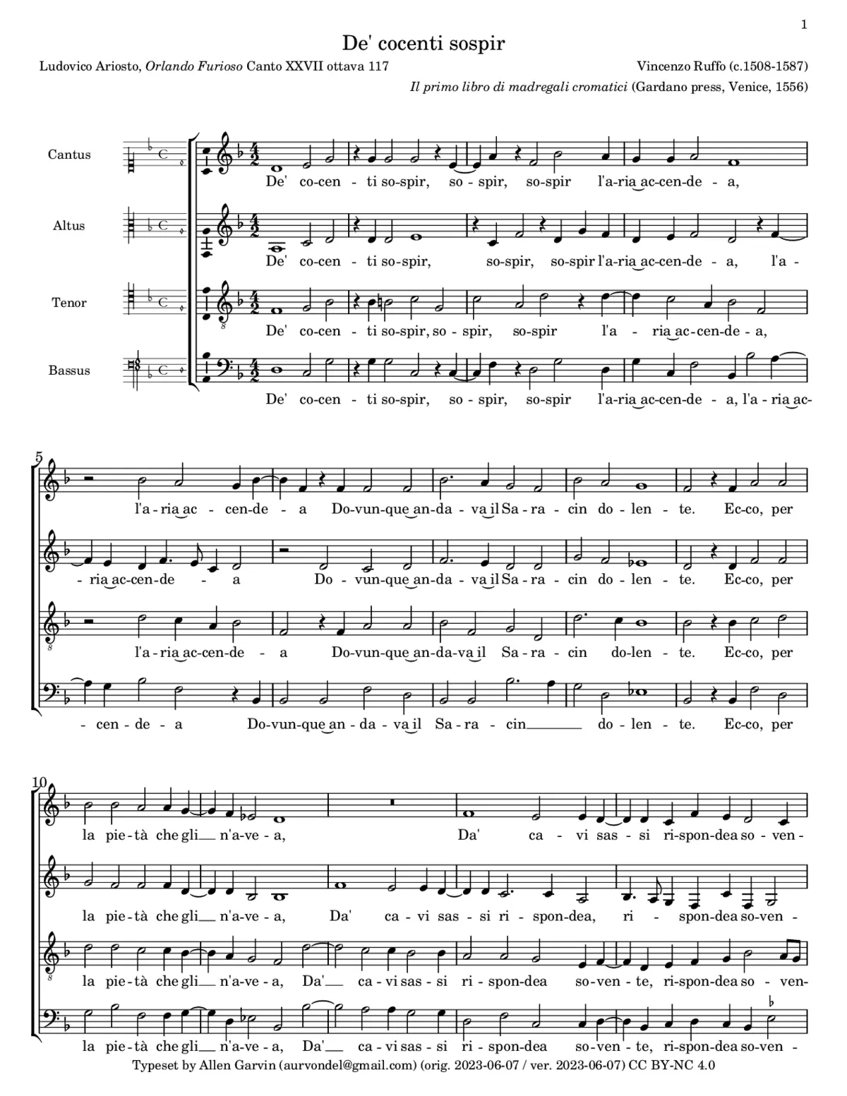 De' cocenti sospir - Page 1