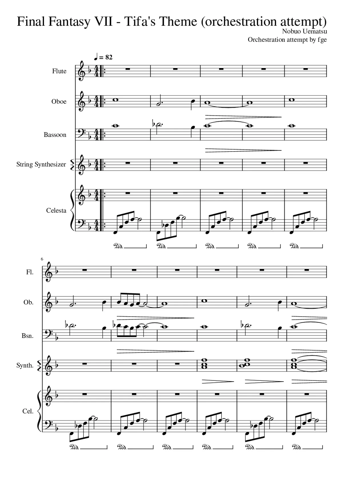 Final Fantasy VII - Tifa's Theme (orchestration attempt) - Page 1