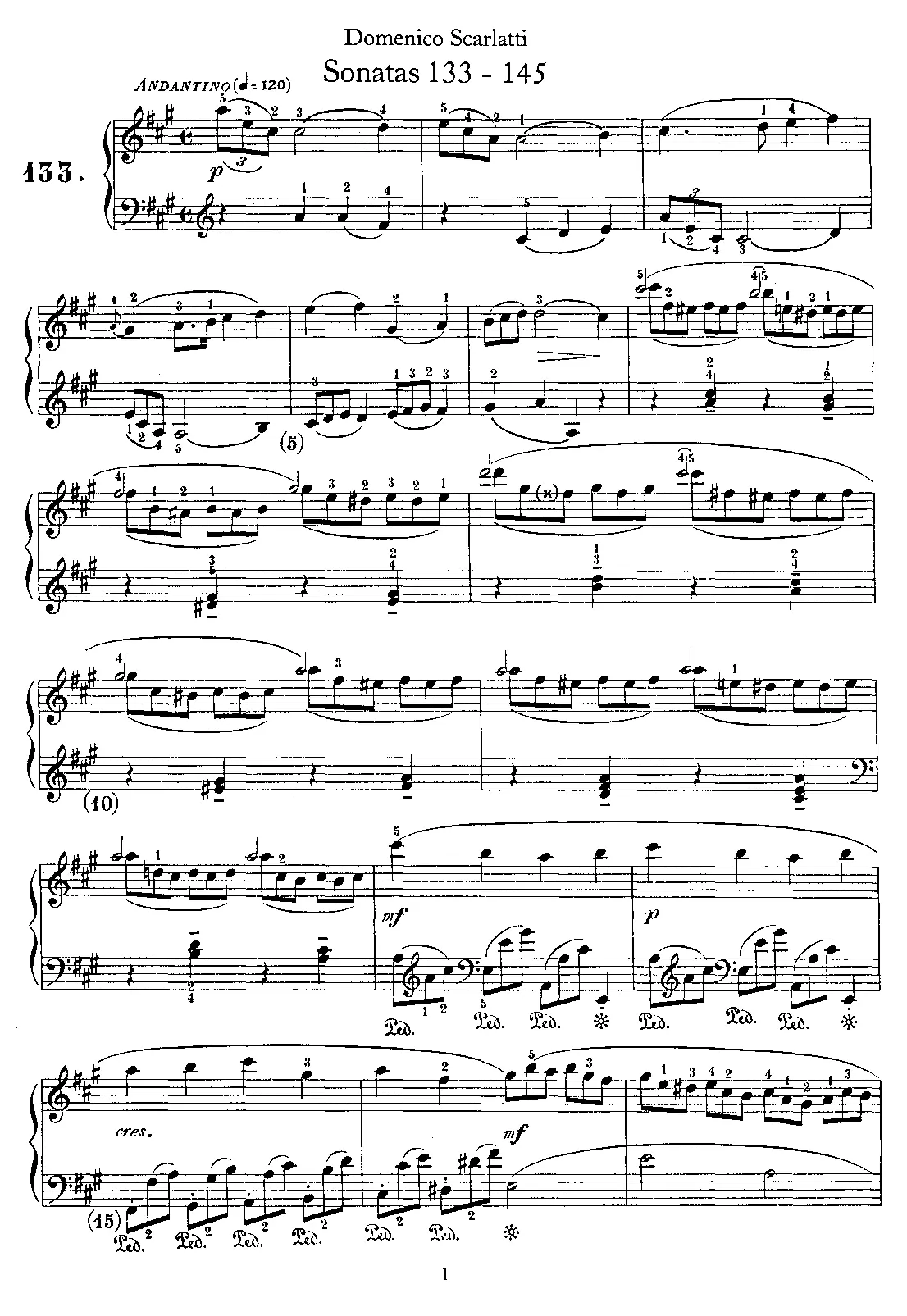 Keyboard Sonata in A major - Page 1