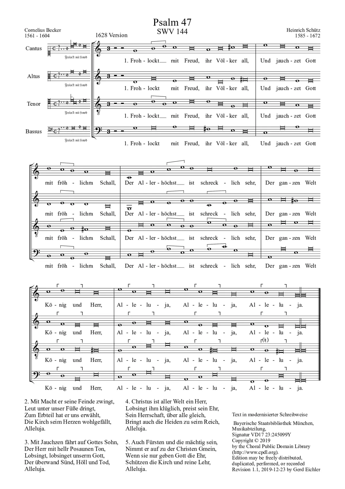 Frohlockt mit Freud, ihr Völker all, SWV 144 - Page 1