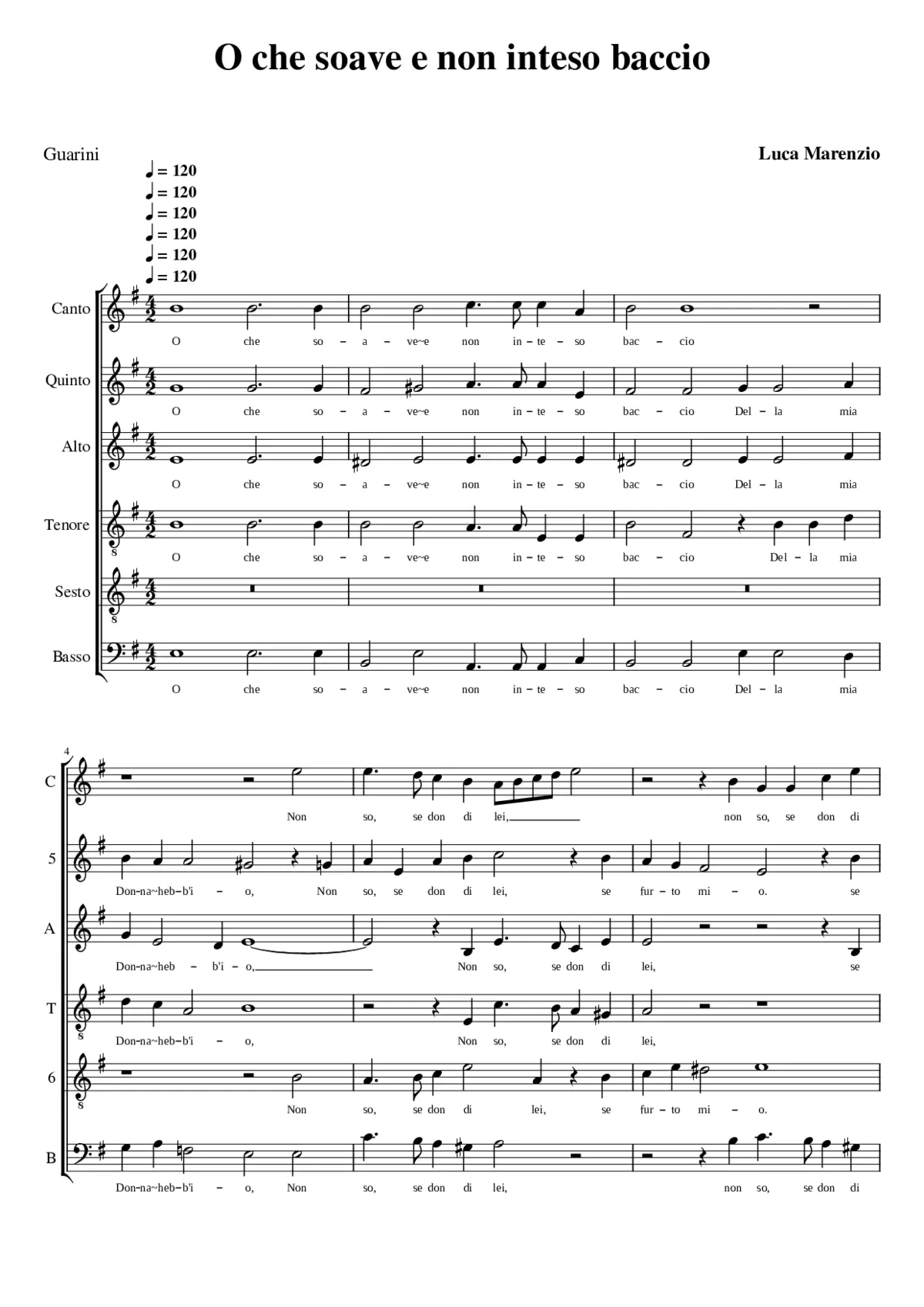 O che soave e inteso baccio - Page 1