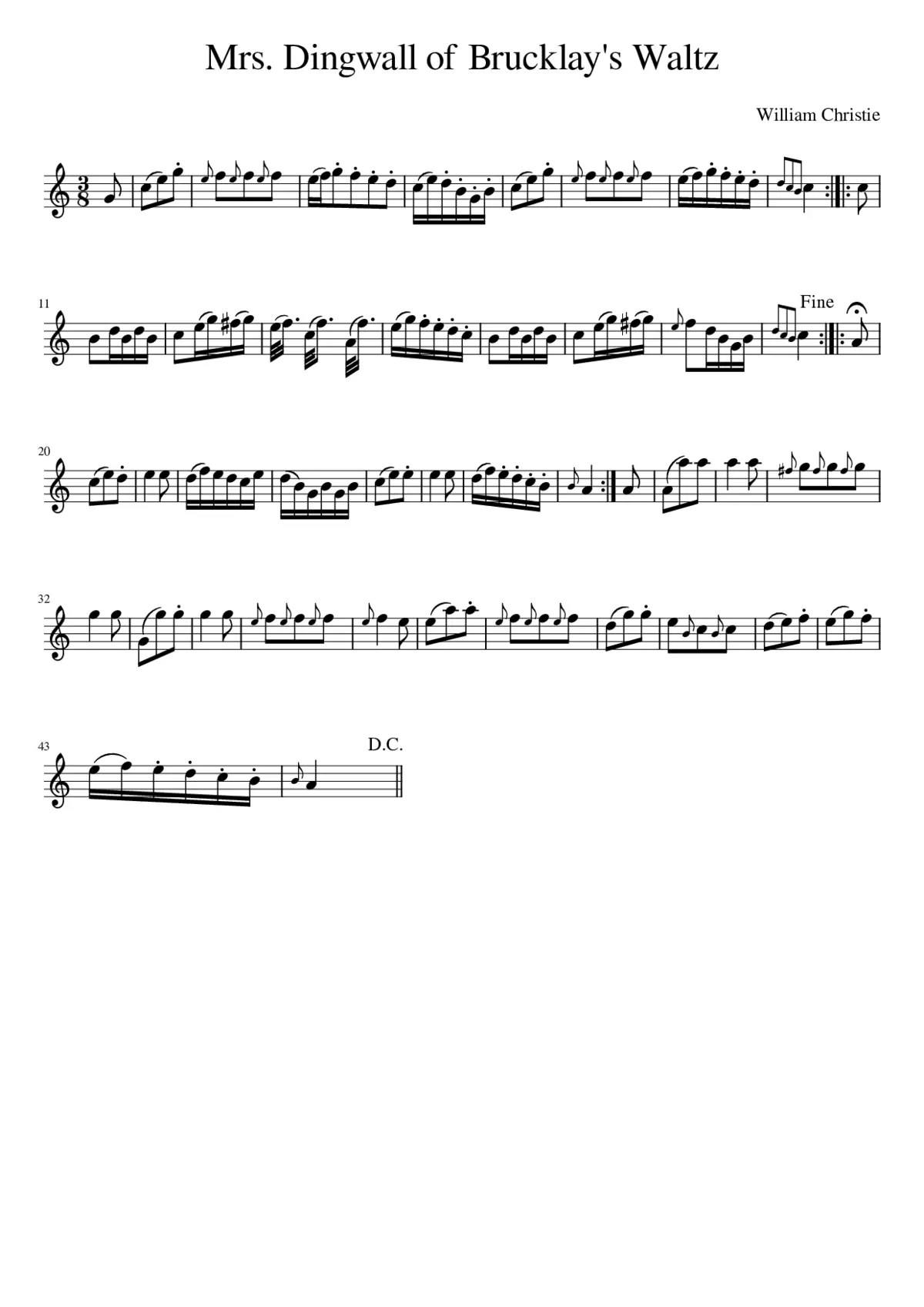 Mrs. Dingwall of Brucklay's Waltz - Page 1