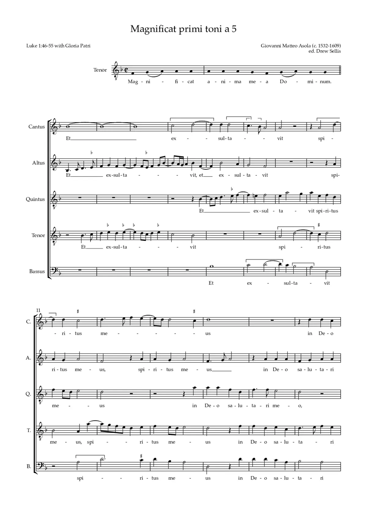 Magnificat primi toni a 5 - Page 1