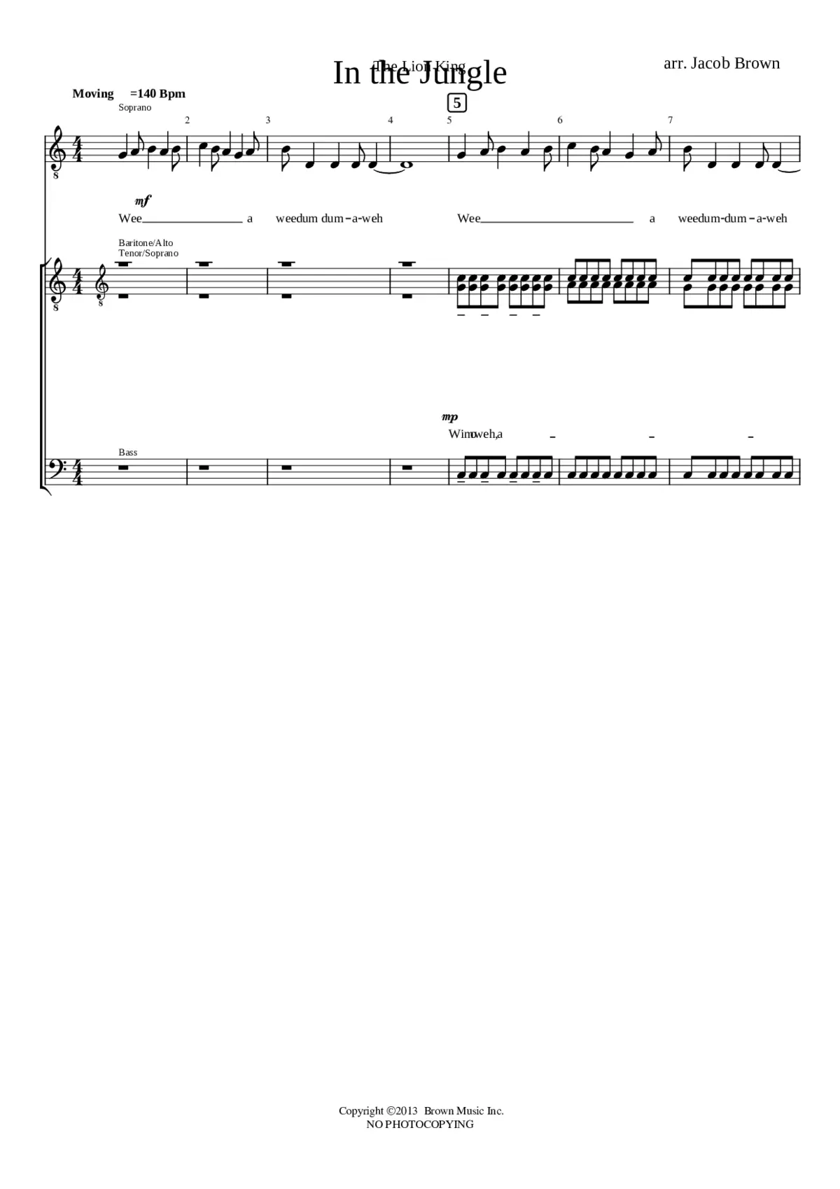 the lion king - lion sleeps tonight - Page 1