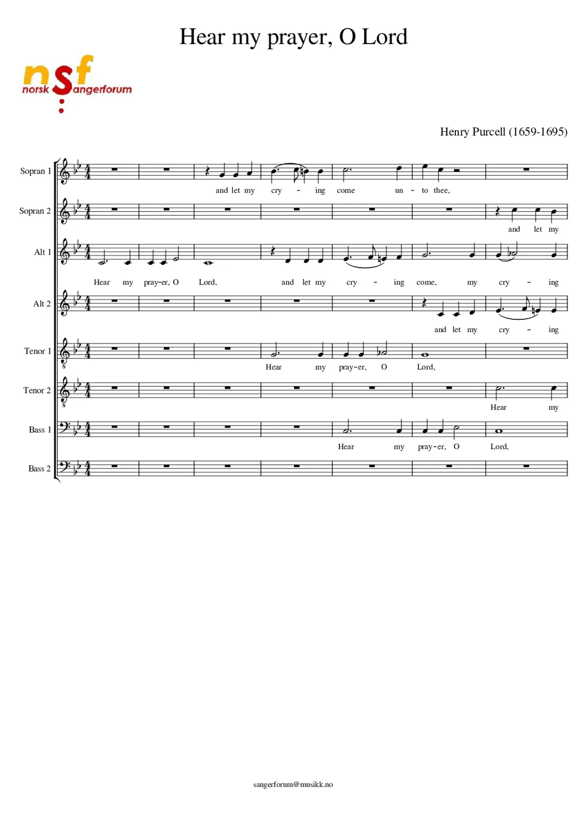 Hear My Prayer O Lord Z.15 - Page 1