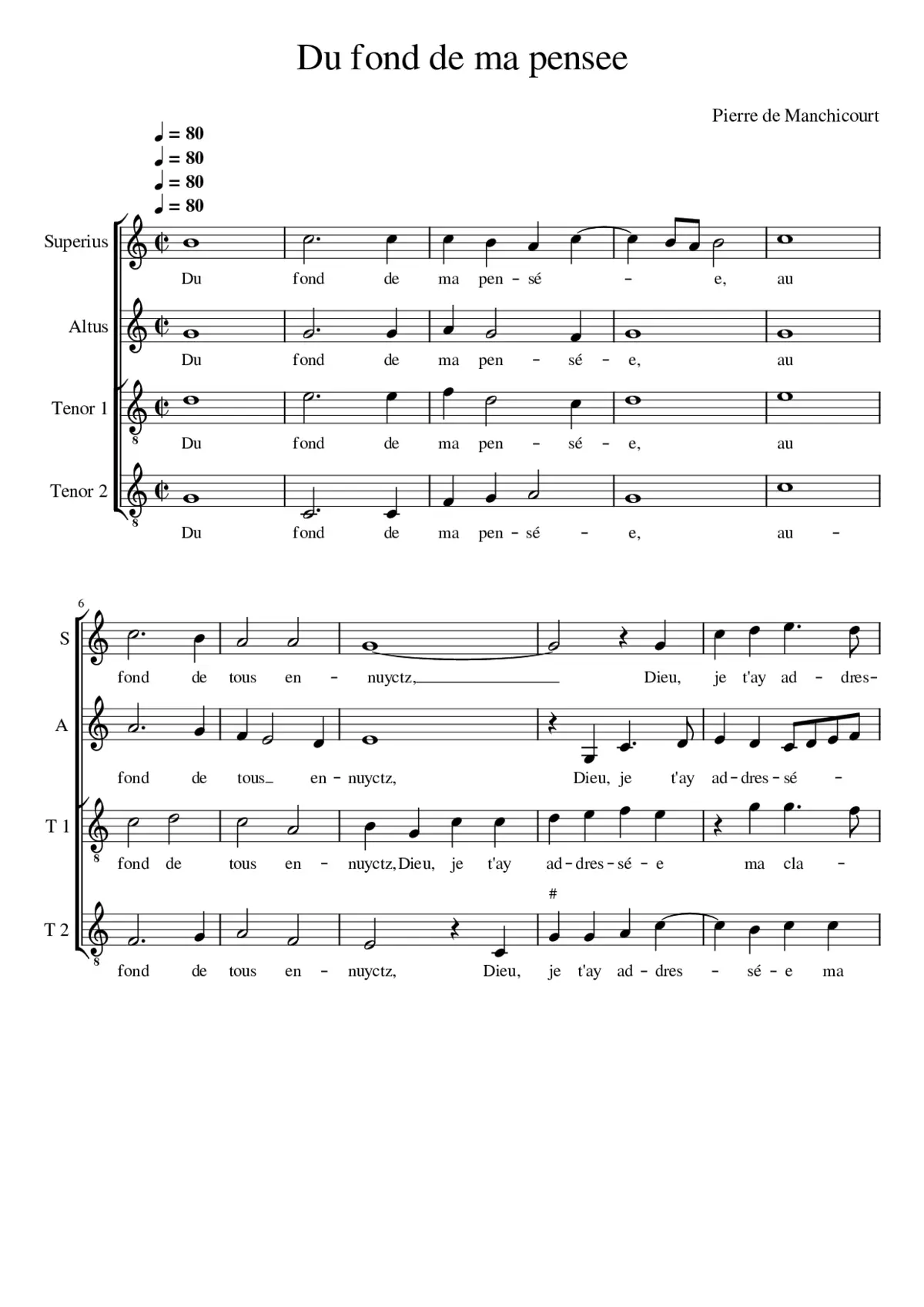 Du fond de ma pensee (2a pars En Dieu me consolle (Pierre de Manchicourt) - Page 1