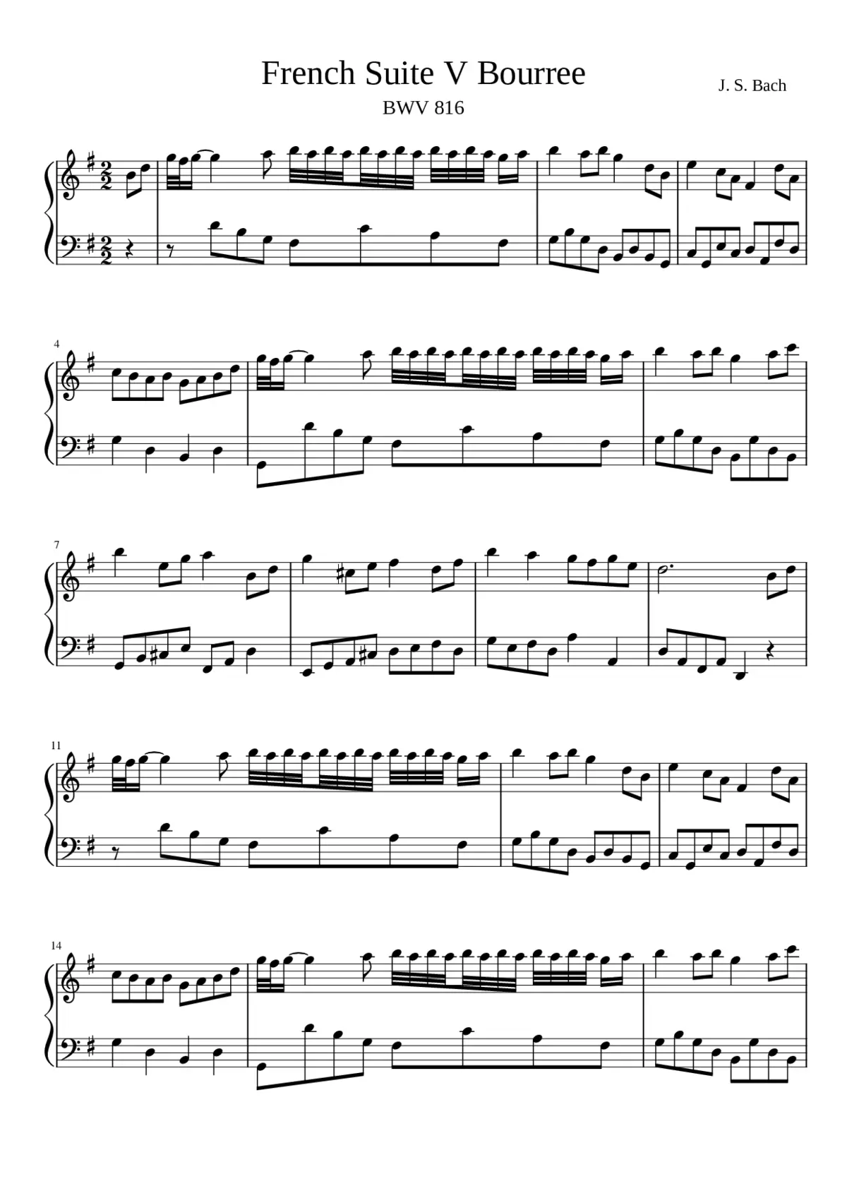 French Suite No.5 in G major BWV 816 - Page 1