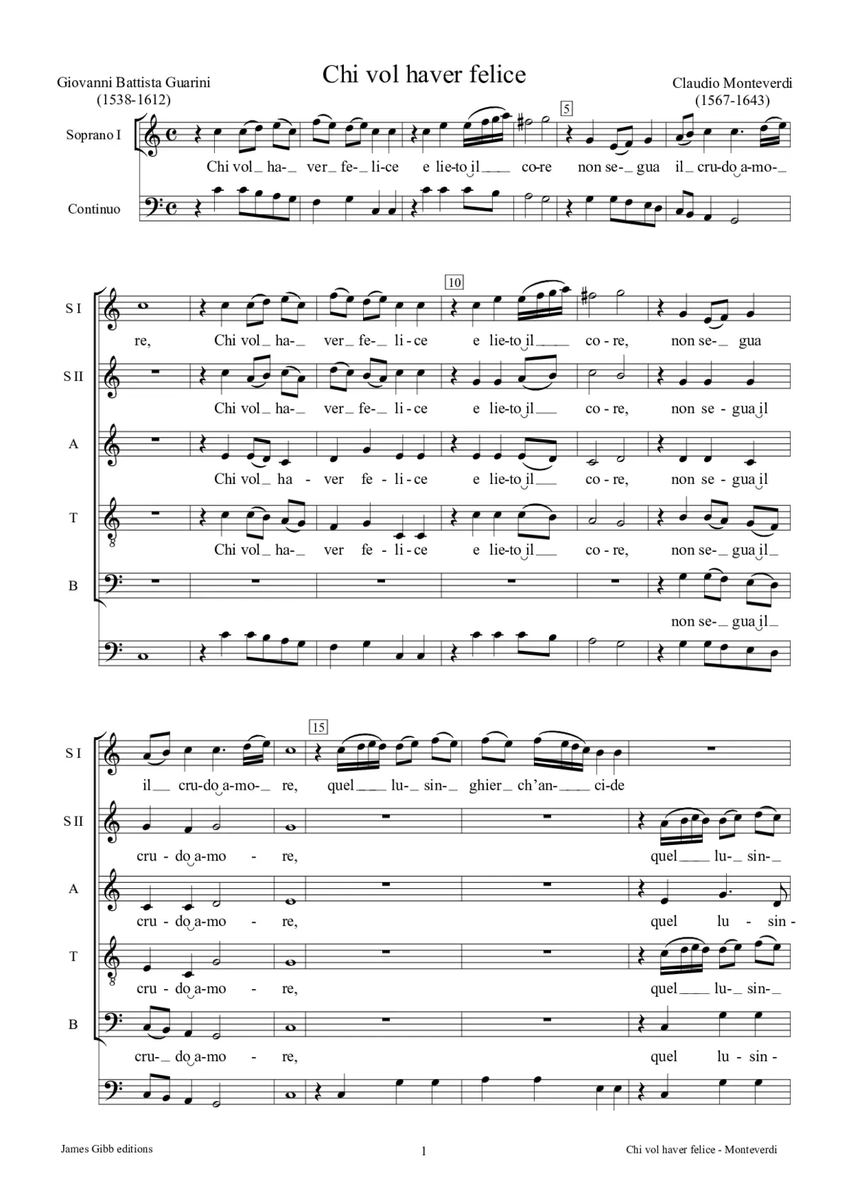 Chi vol haver felice e lieto il core - Page 1