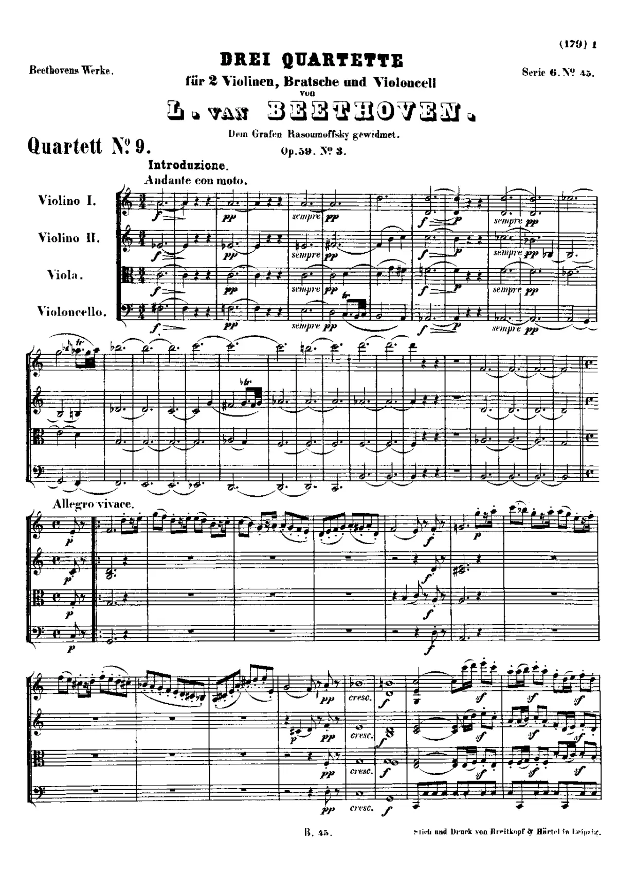 String Quartet No.9, Op.59/3 - Page 1