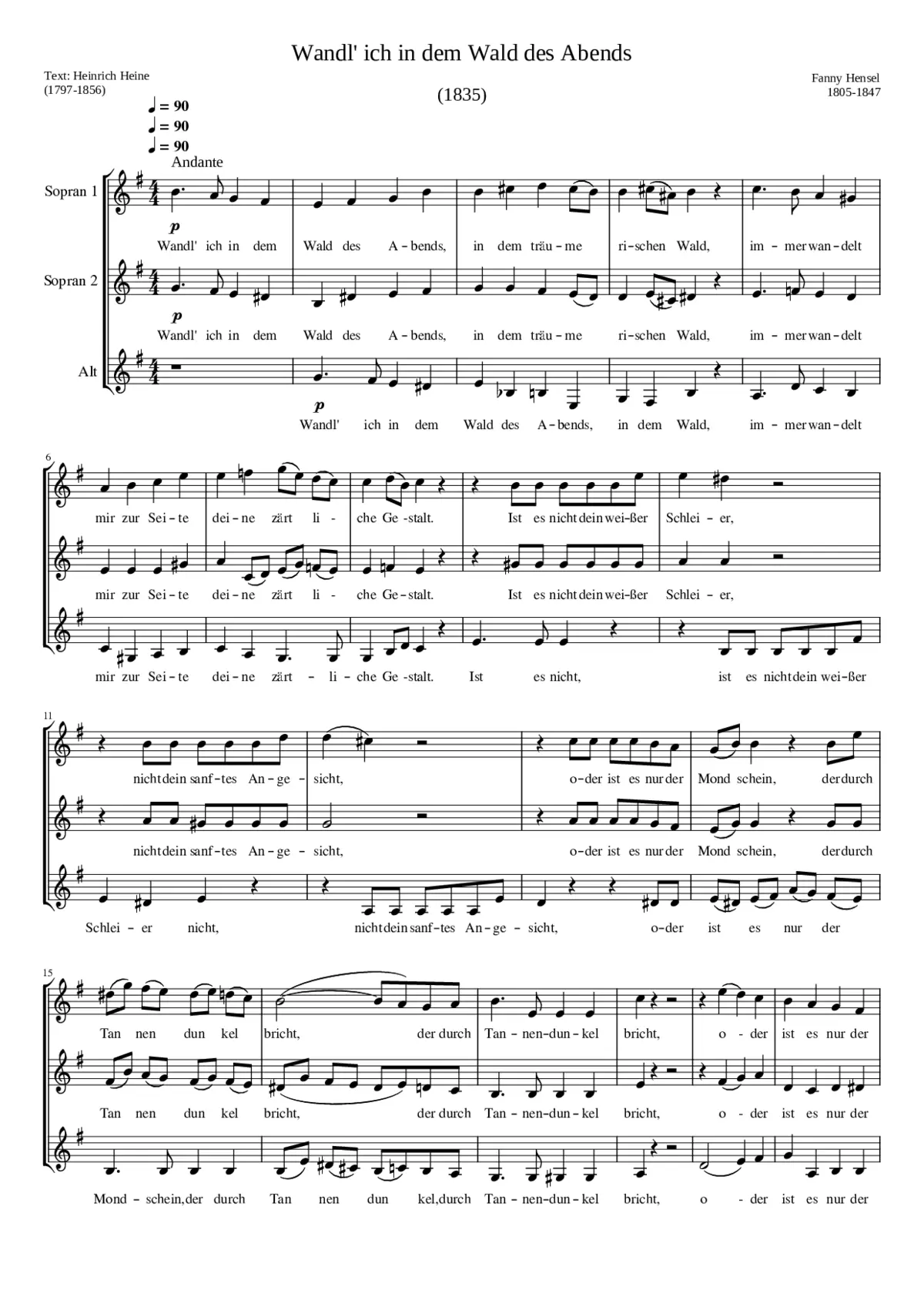 Wandl' ich in dem Wald des Abends - Page 1