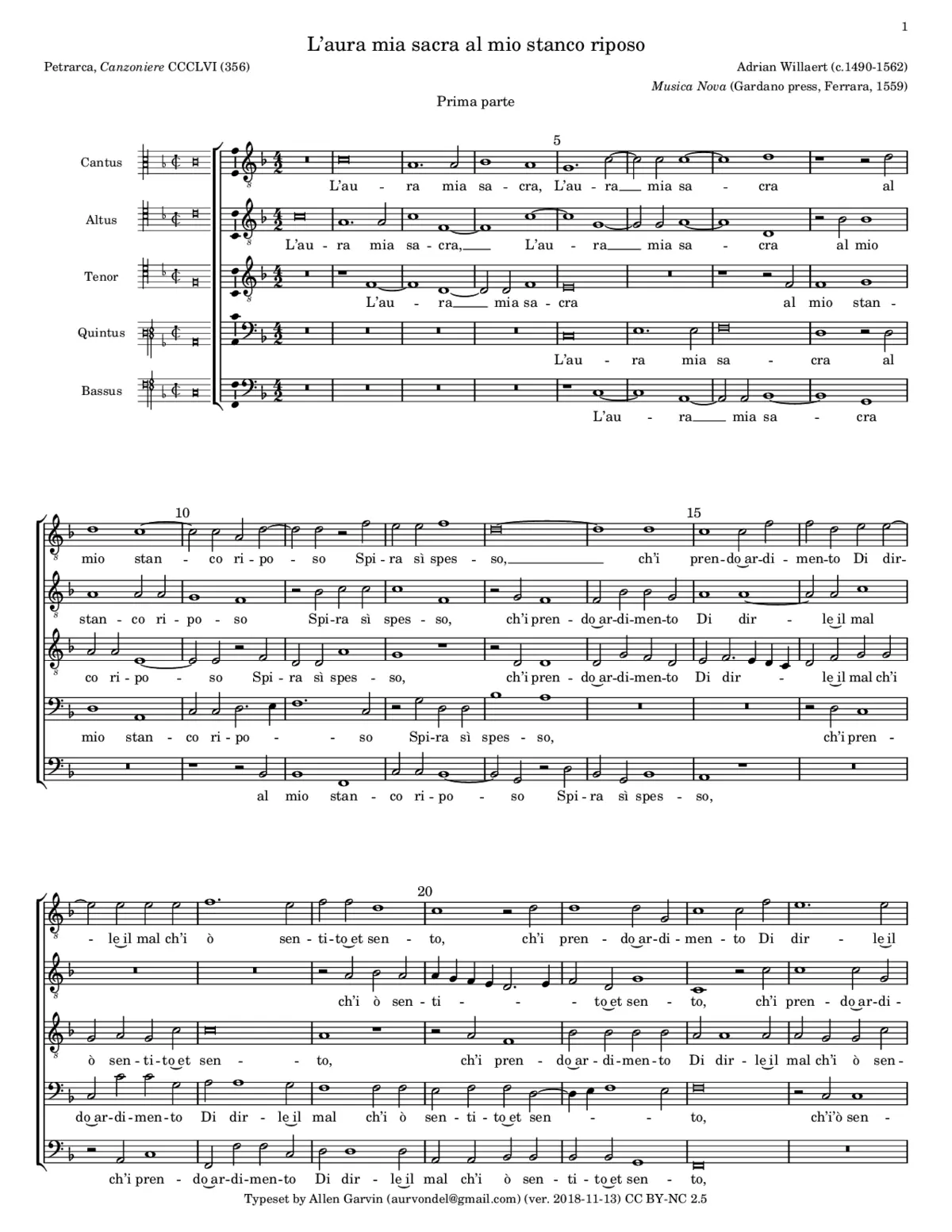 L'aura mia sacra al mio stanco riposo - Page 1