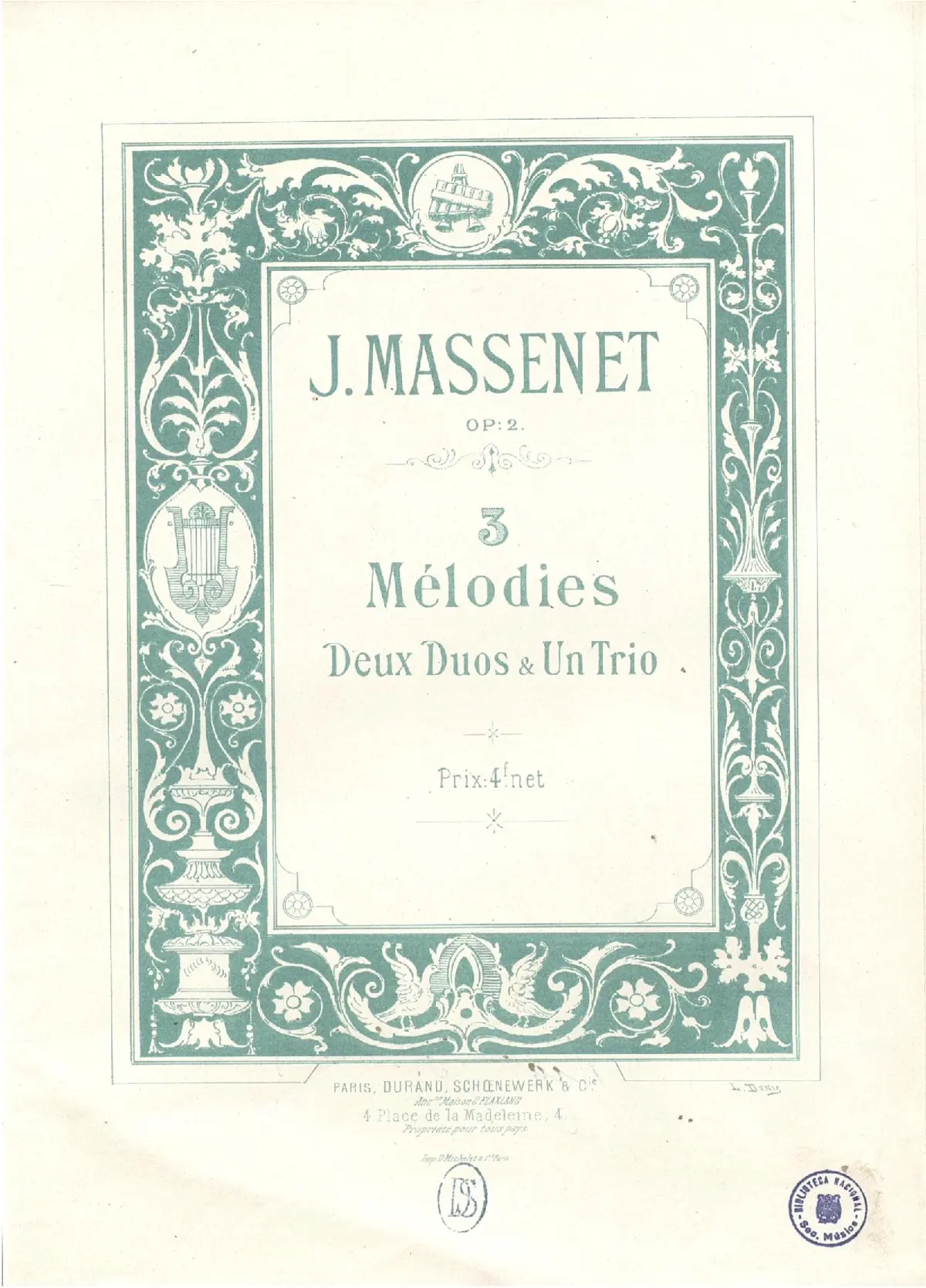 3 Mélodies, deux duos et un trio - Page 1