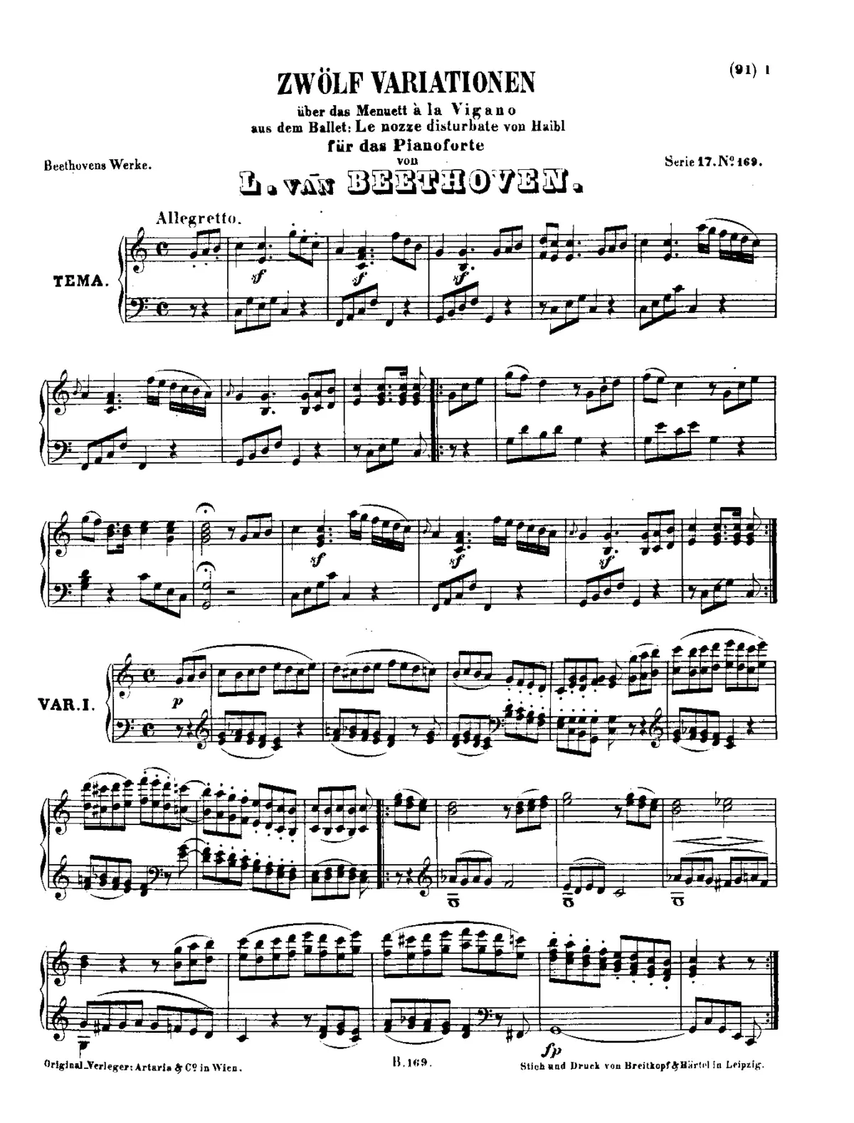 12 Variations on 'Menuet a la Vigano' - Page 1