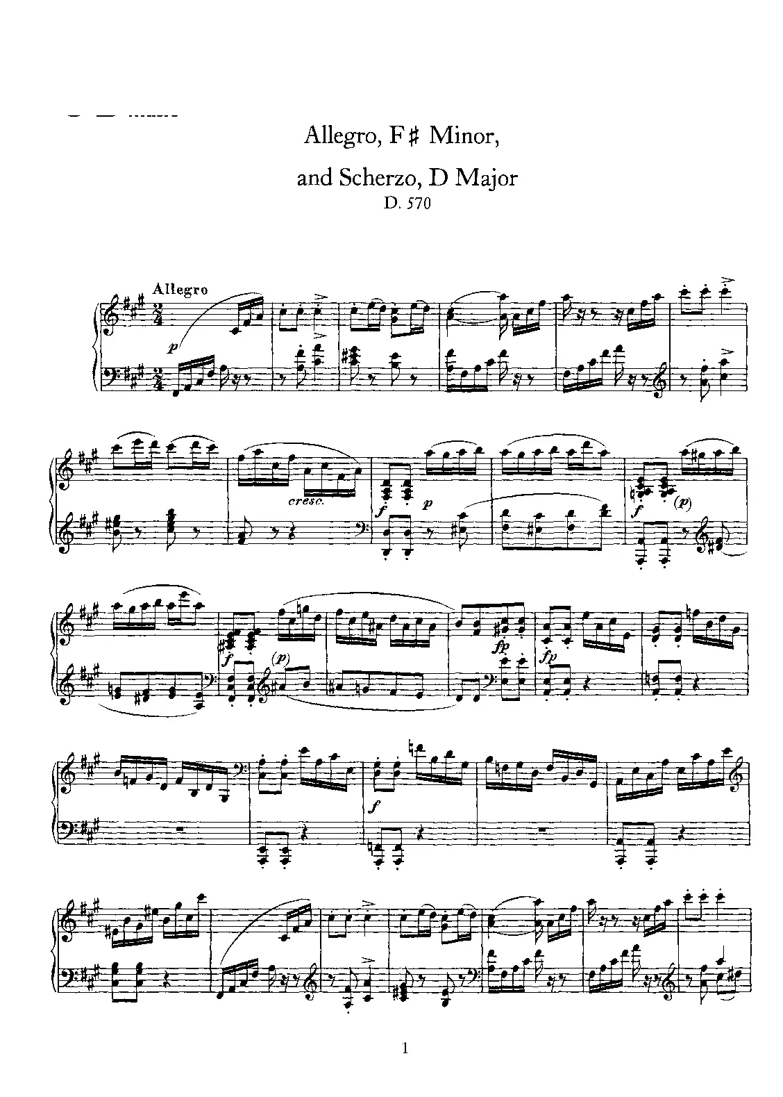 Allegro in F-sharp minor and Scherzo in D major - Page 1