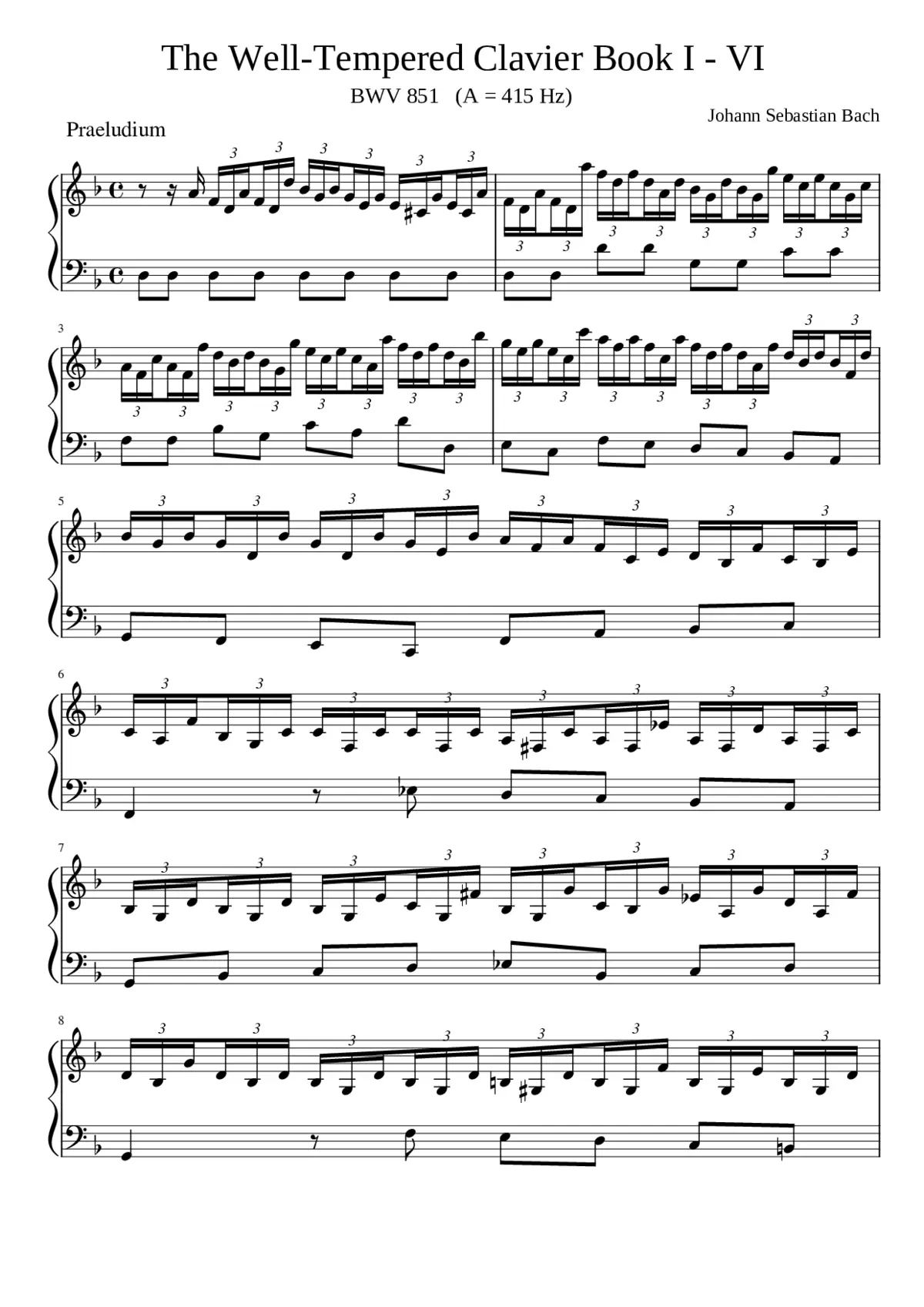 Prelude and Fugue in D minor BWV 851 - Page 1