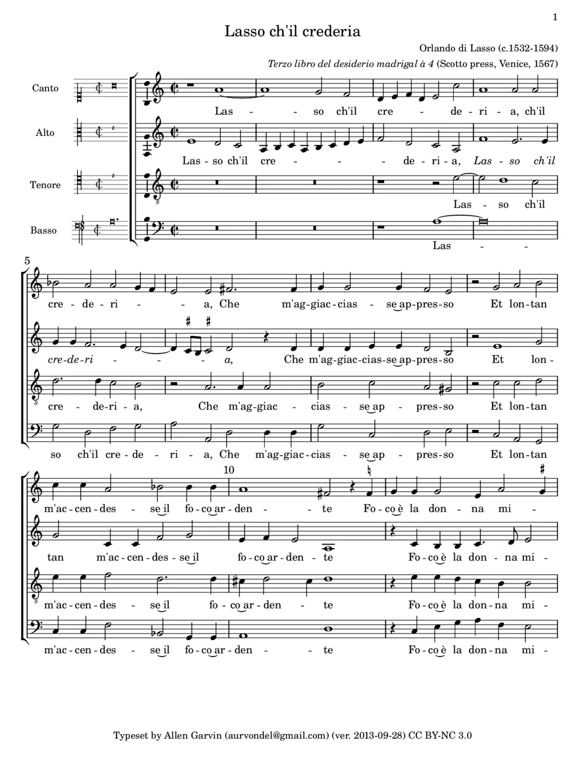 Lasso ch'il crederia - Page 1