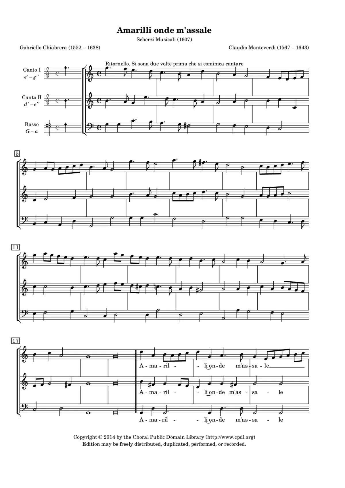 Amarilli onde m'assale - Page 1