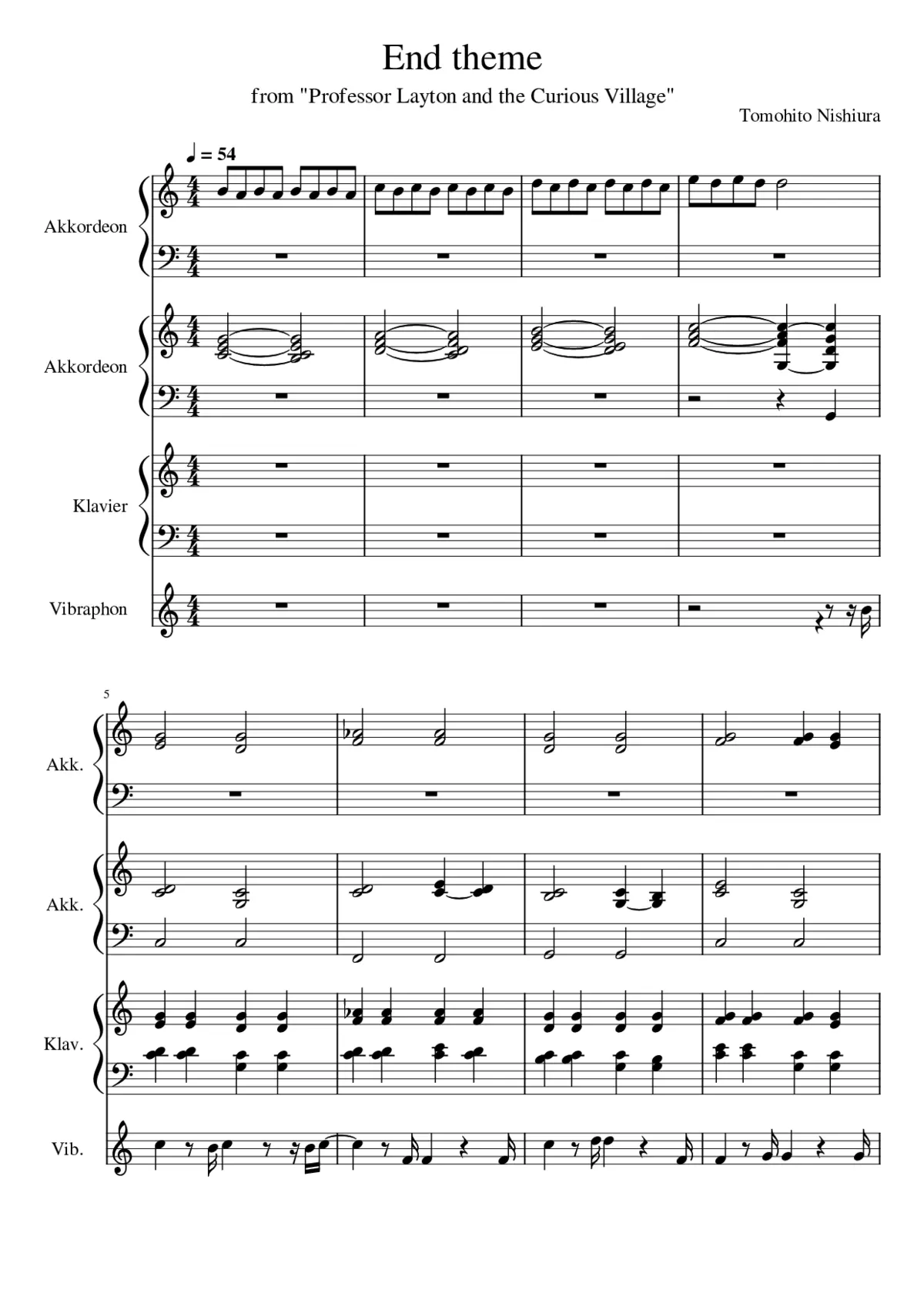 End Theme - Professor Layton and the Curious Village - Page 1