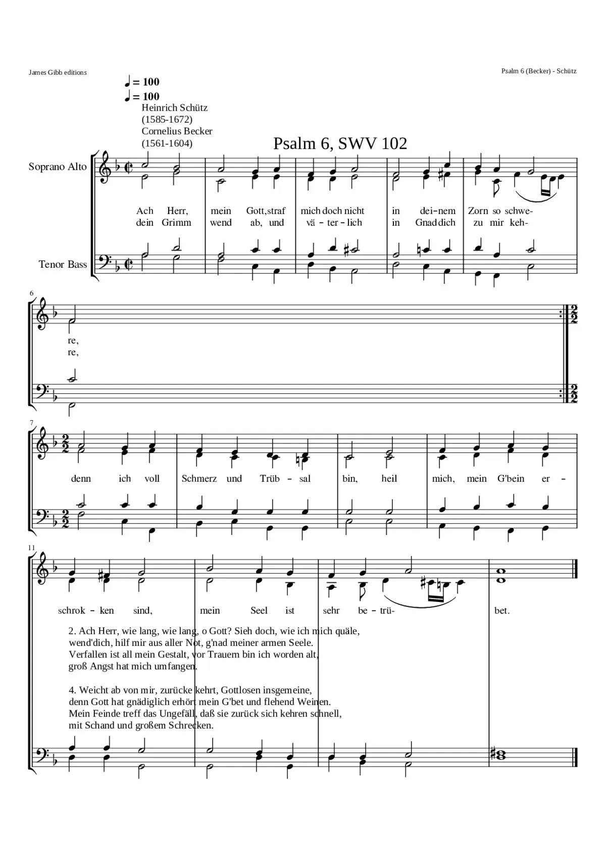 Ach Herr mein Gott straf mich doch nicht SWV 102 - Page 1