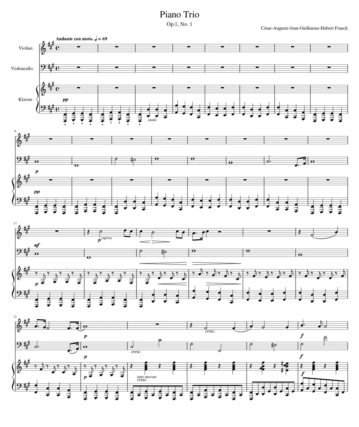 Piano Trio Number 1 in f minor CFF 111 FWV 1 Opus 1 Number 3 - Page 1