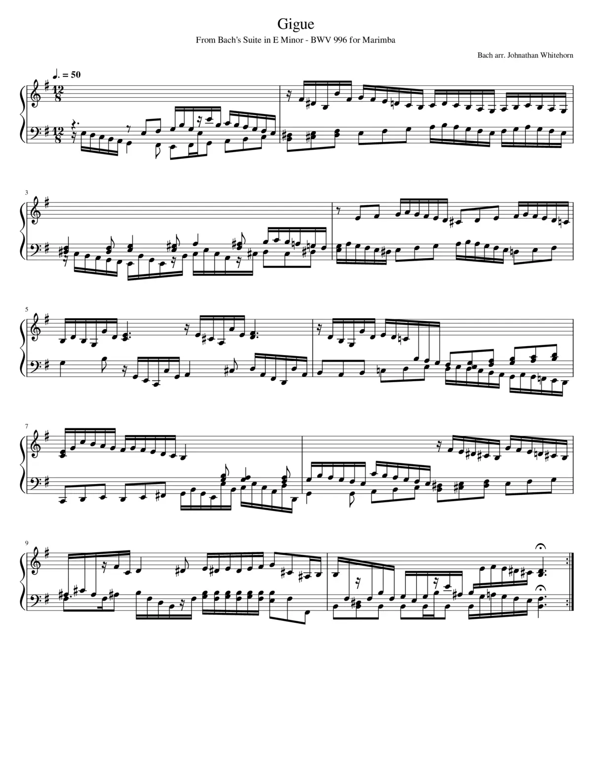 Suite in E Minor Gigue BWV 996 - Page 1