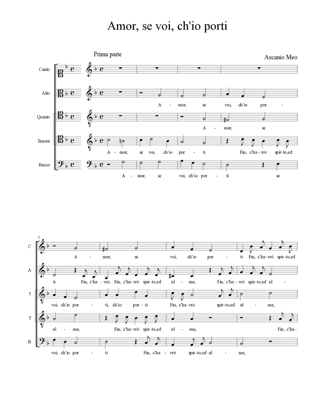 Amor, se voi, ch'io porti - Page 1