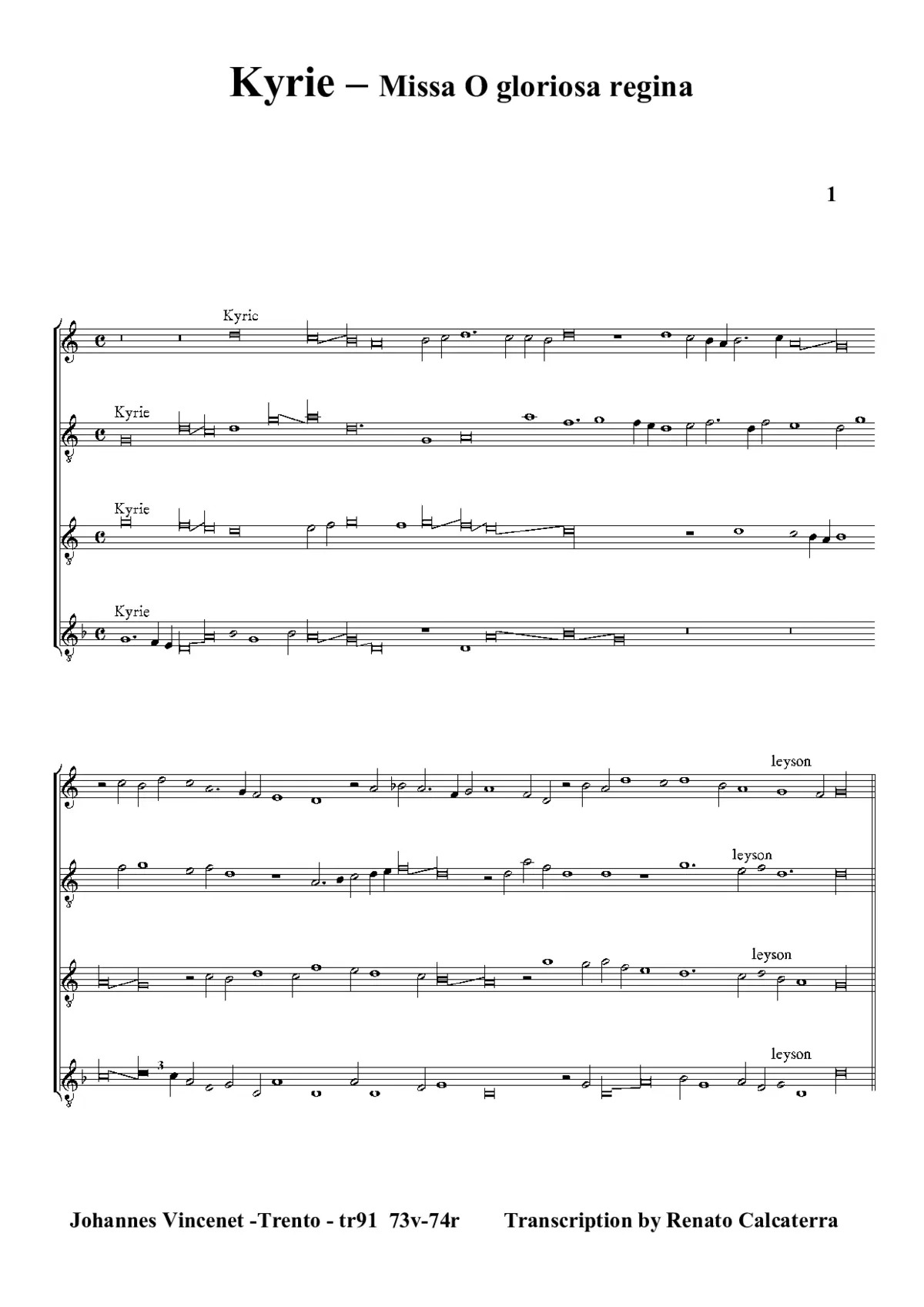 Missa O gloriosa regina - Page 1