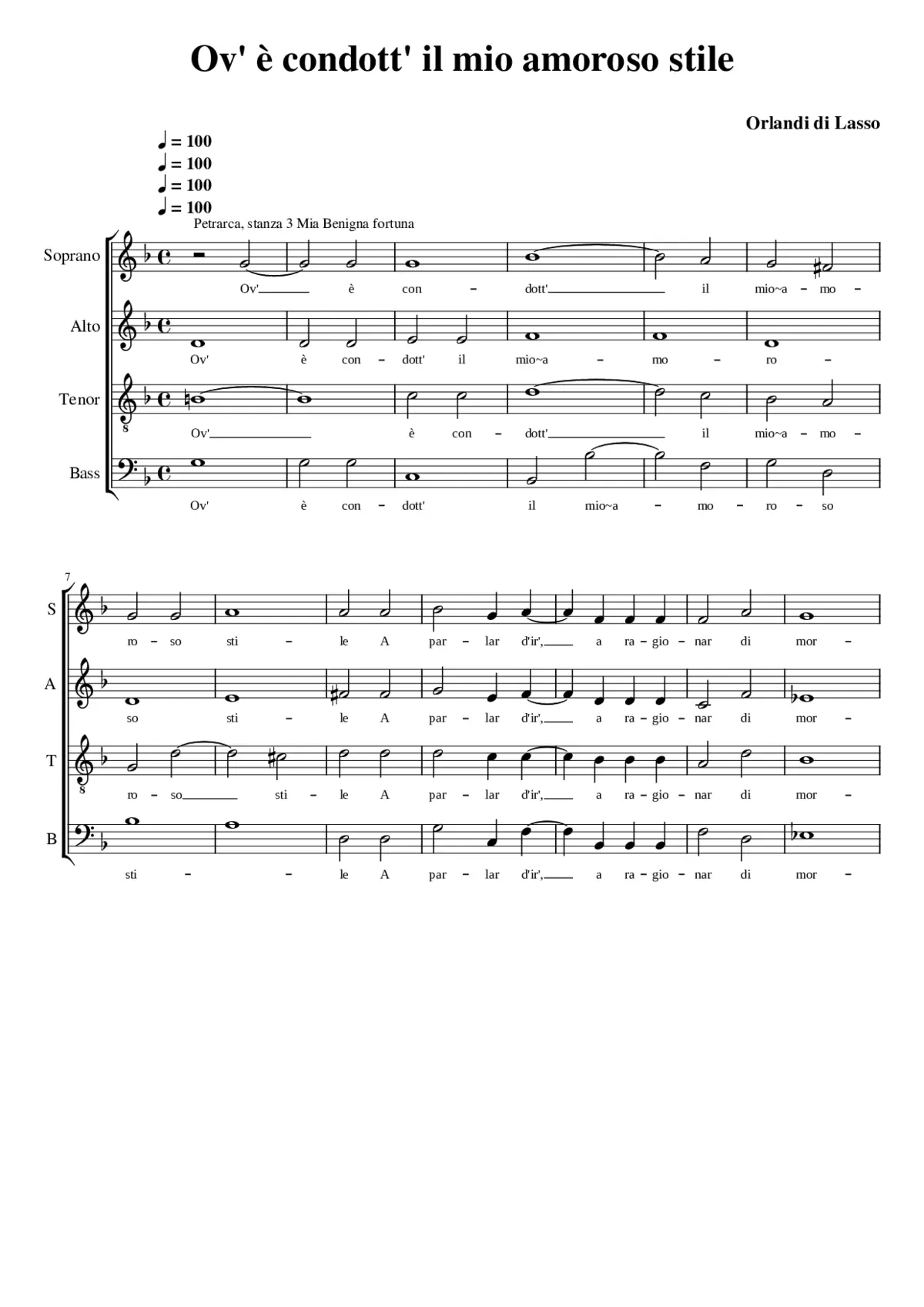 Ov' è condott' il mio amoroso stile - Page 1