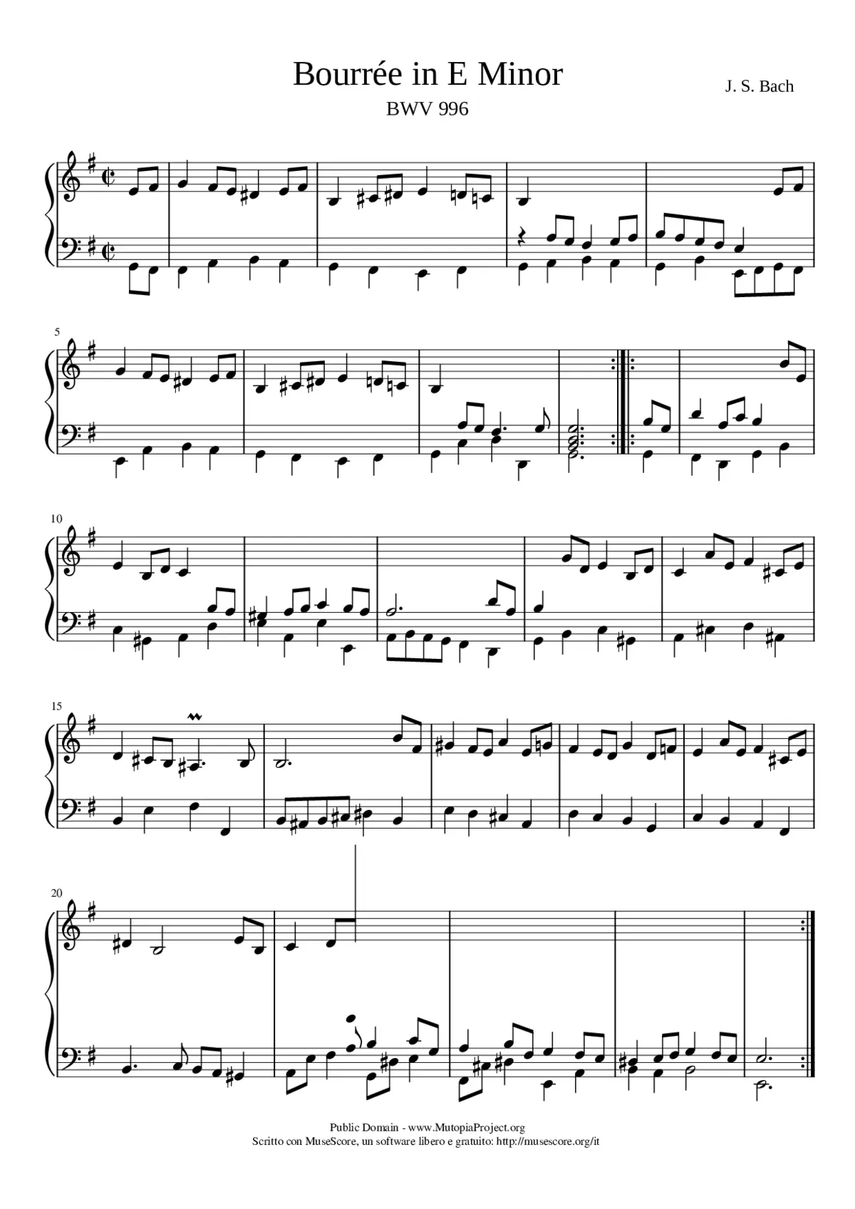 Bourrée in E Minor BWV996 - Page 1