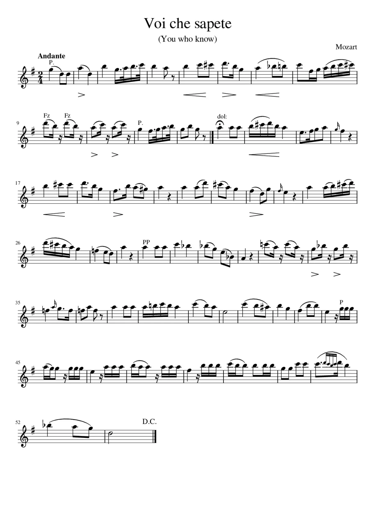 Voi che sapete - Page 1