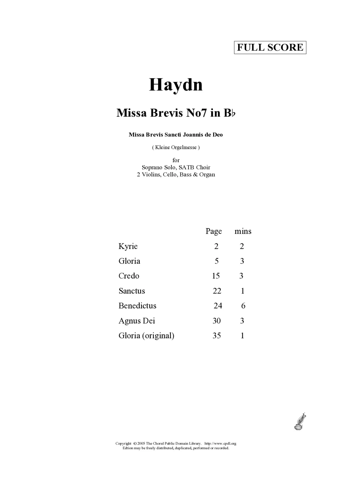 Kleine Orgelmesse (Mass no. 7 in B-flat Major) - Page 1
