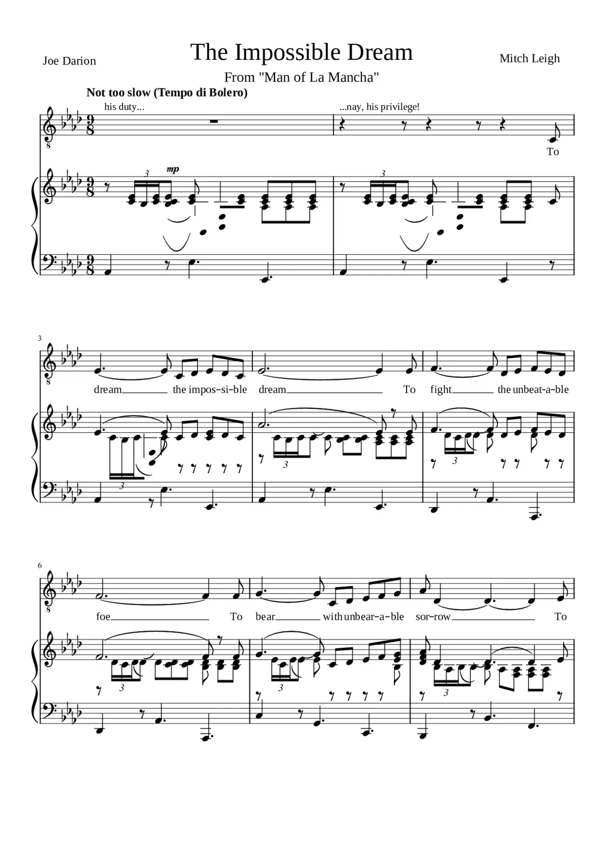 man of la mancha - the impossible dream - Page 1