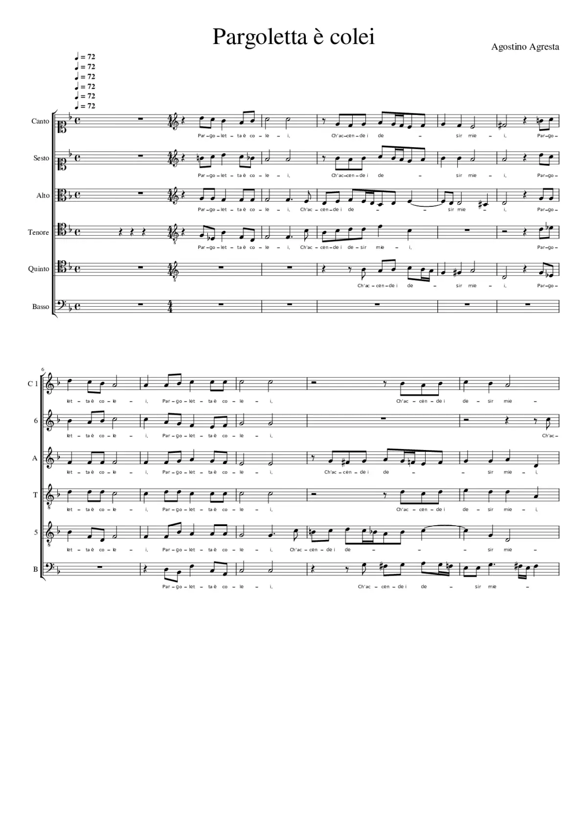 Pargoletta è colei - Page 1