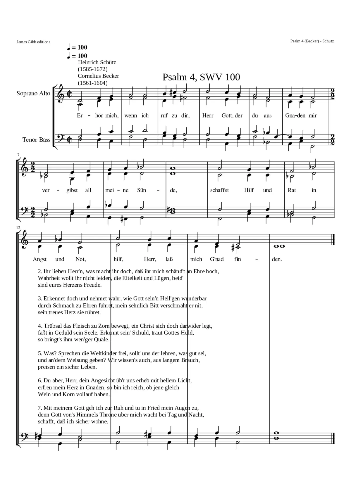 Erhör mich wenn ich ruf zu dir SWV 100 - Page 1