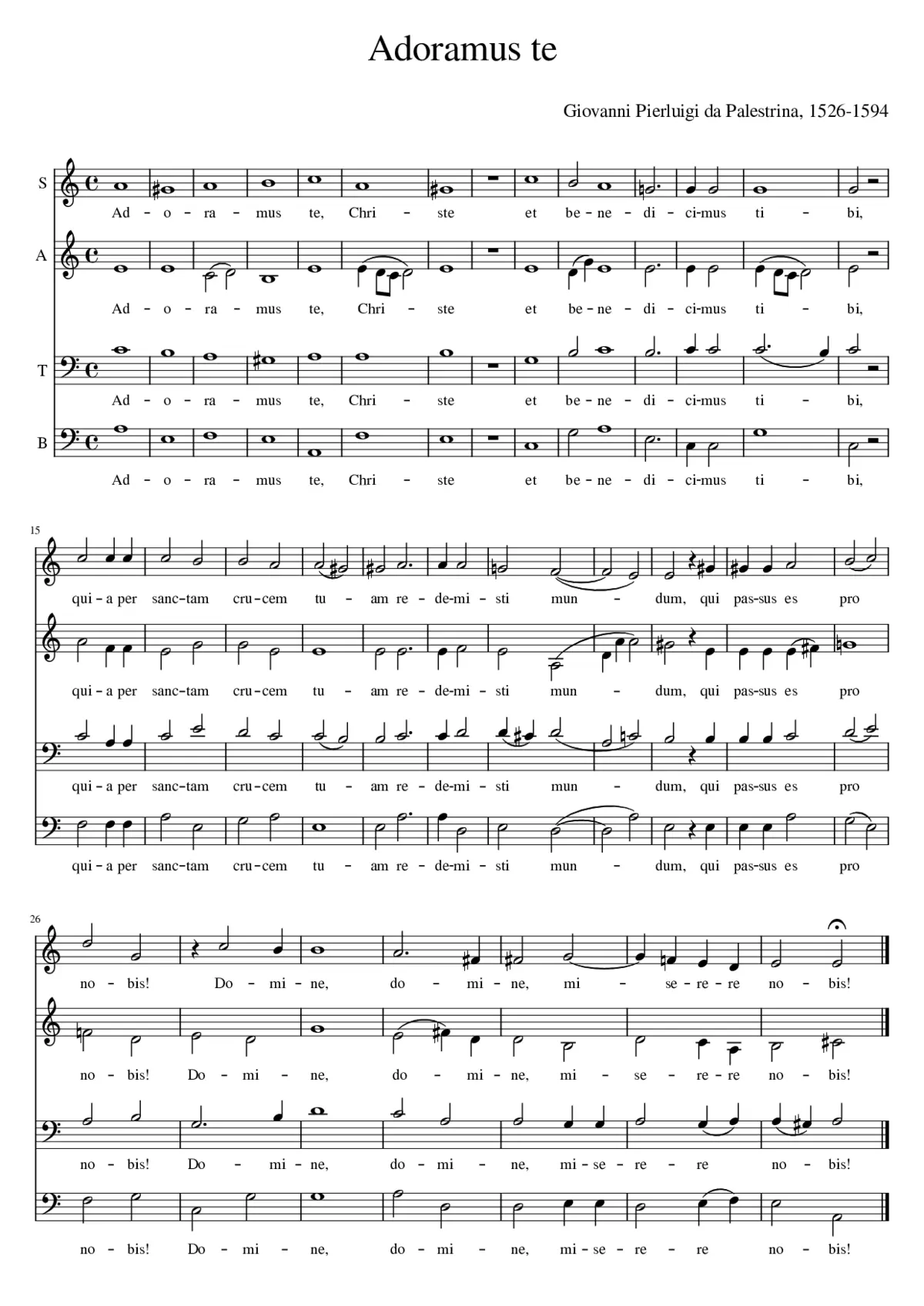 Adoramus te Christe (pari voci) one of 2 authentic settings. - Page 1