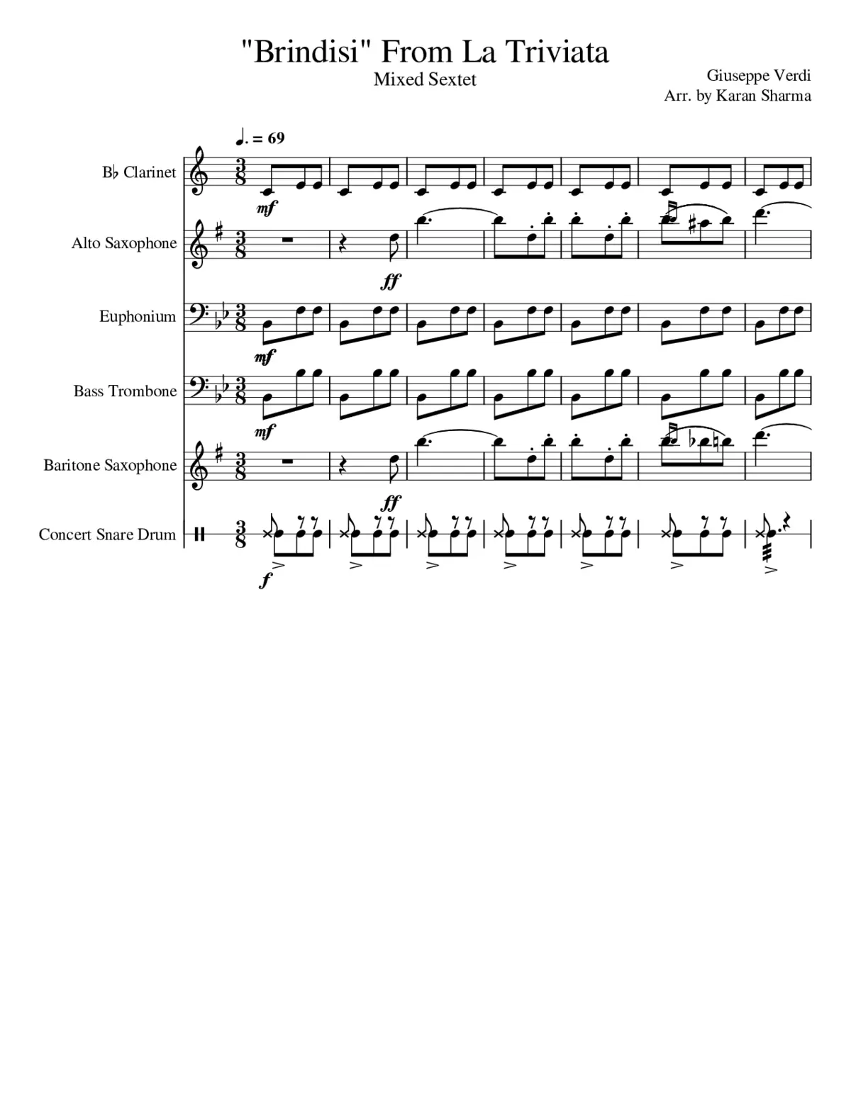 BRINDISI FROM LA TRAVIATA. - Page 1