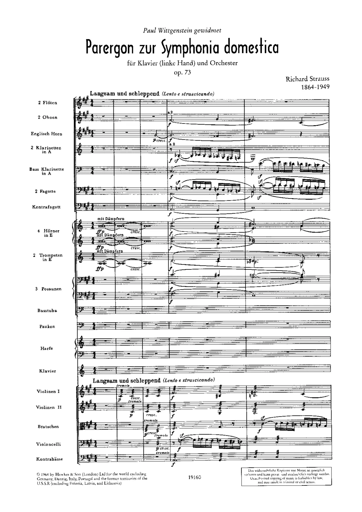 Parergon zur Sinfonia Domestica for piano left hand and orchestra - Page 1