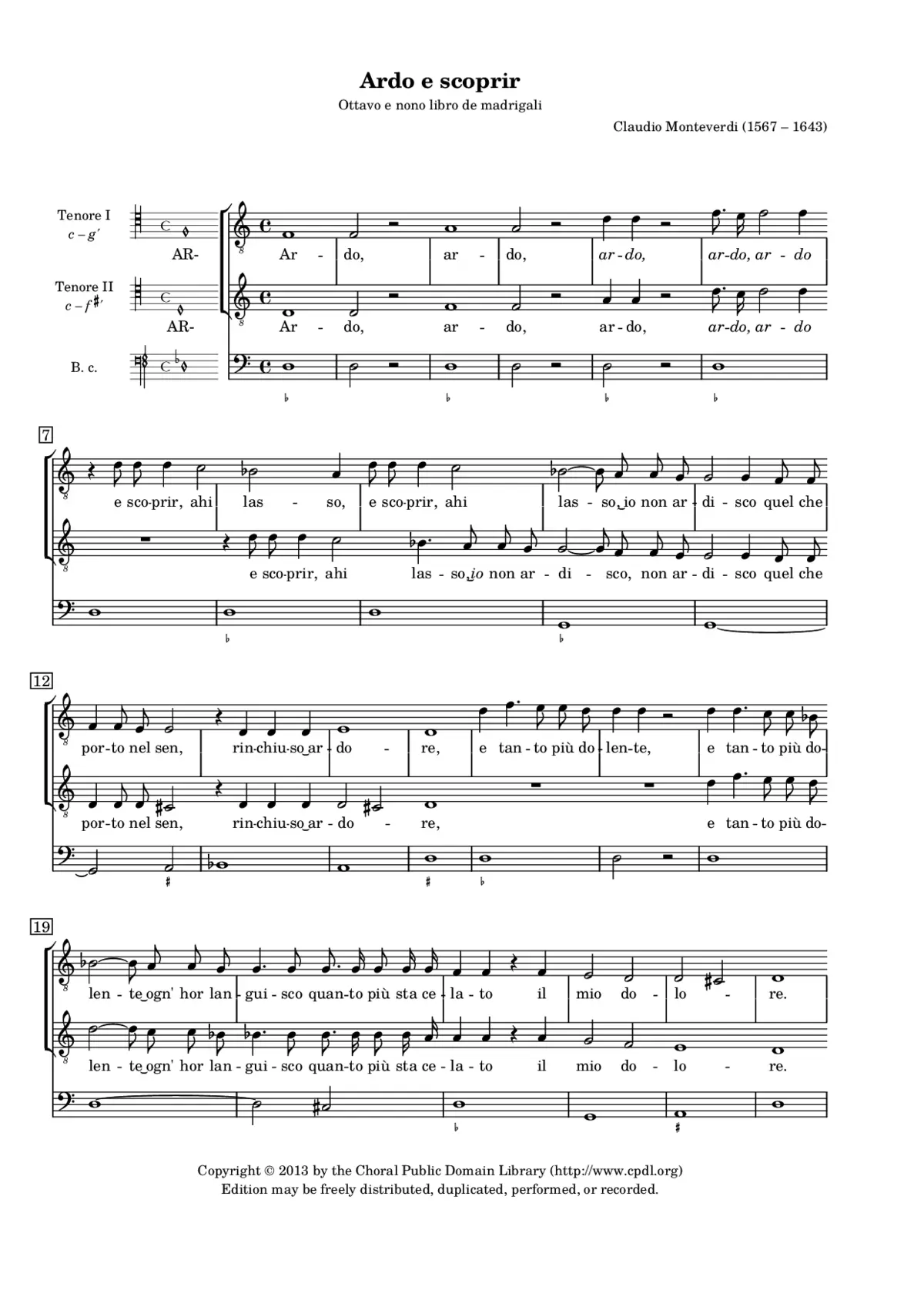 Ardo e scoprir, ahi lasso, io non ardisco - Page 1