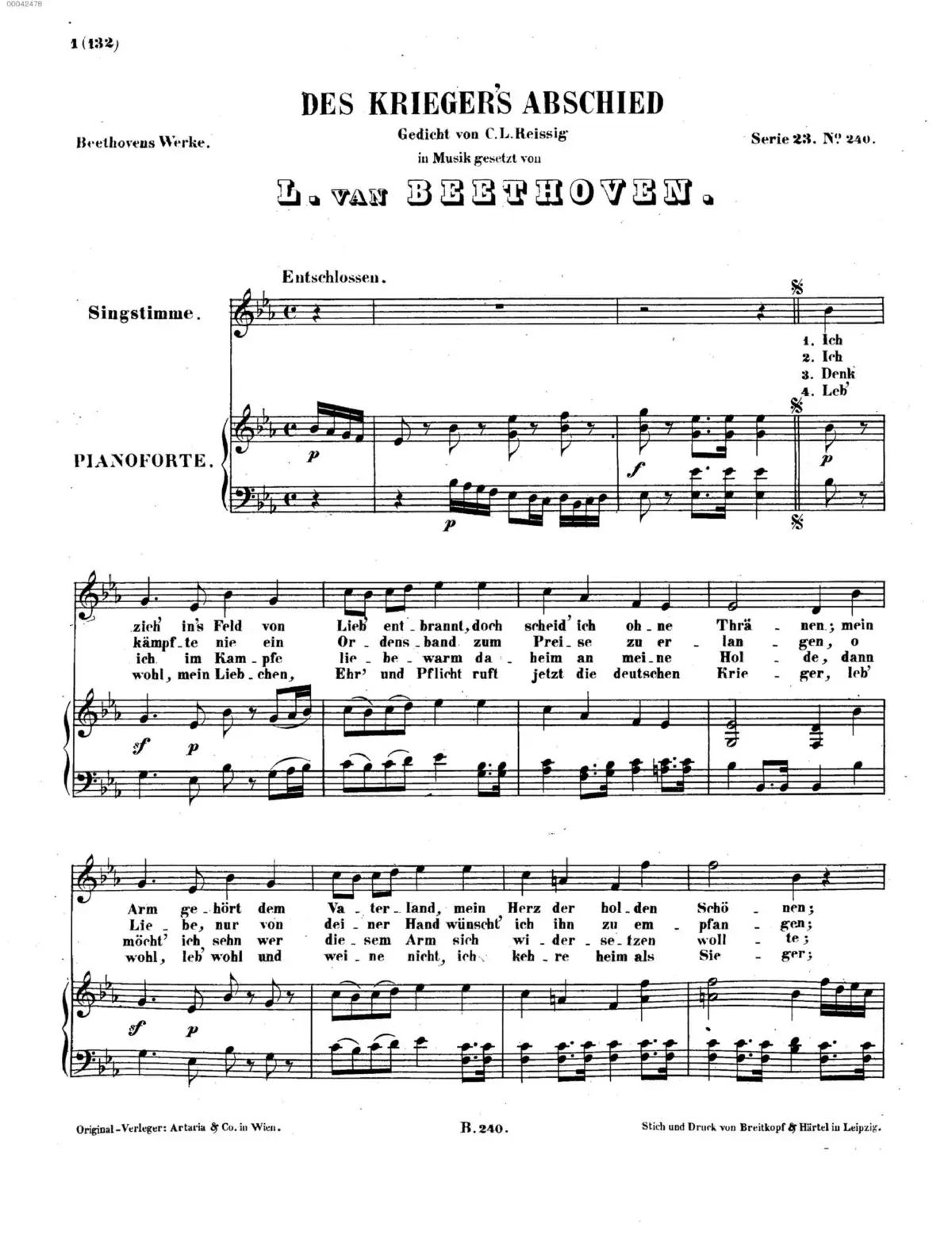 Des Kriegers Abschied, WoO 143 - Page 1