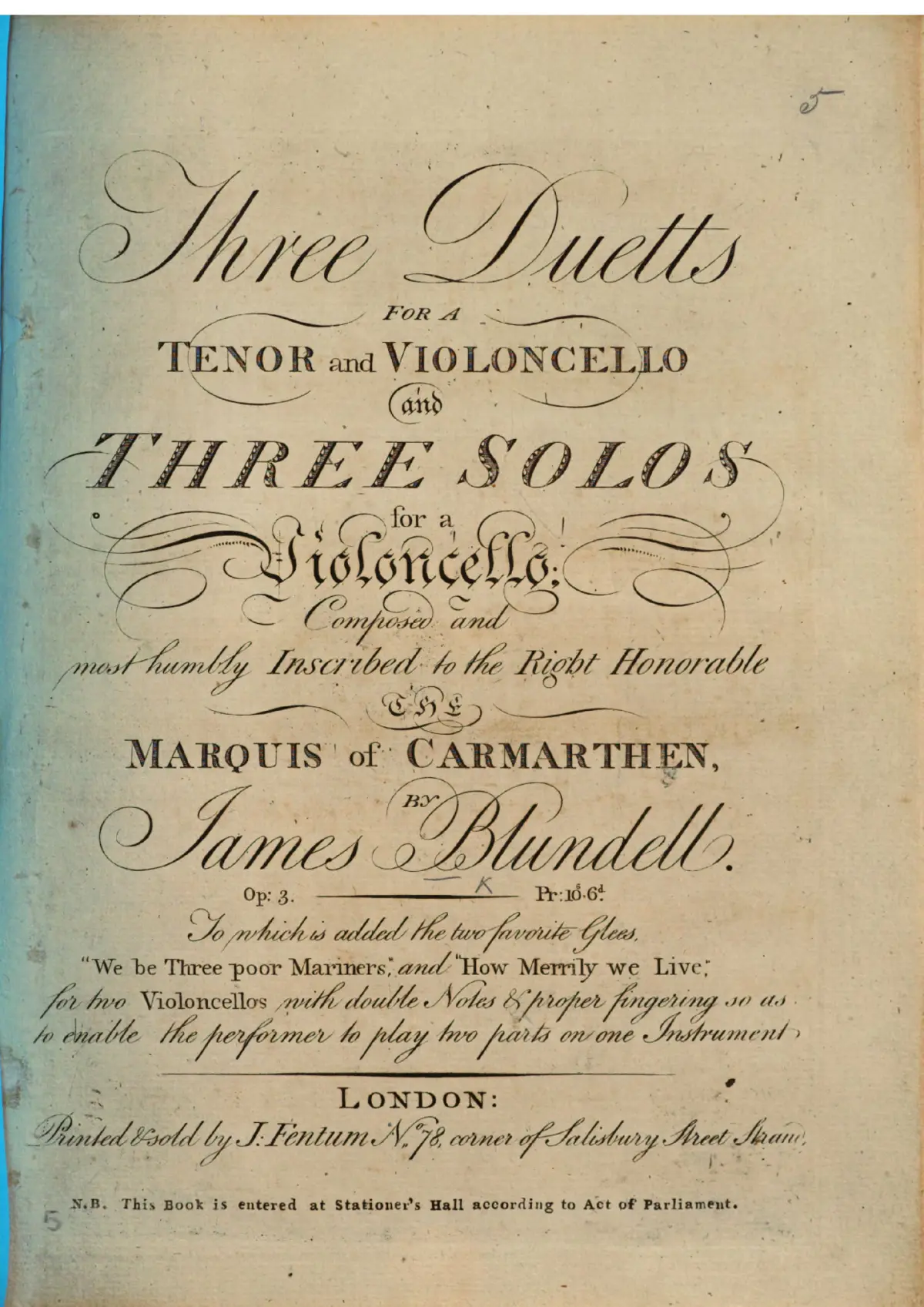 3 Duets, 3 Solos and 2 Glees - Page 1